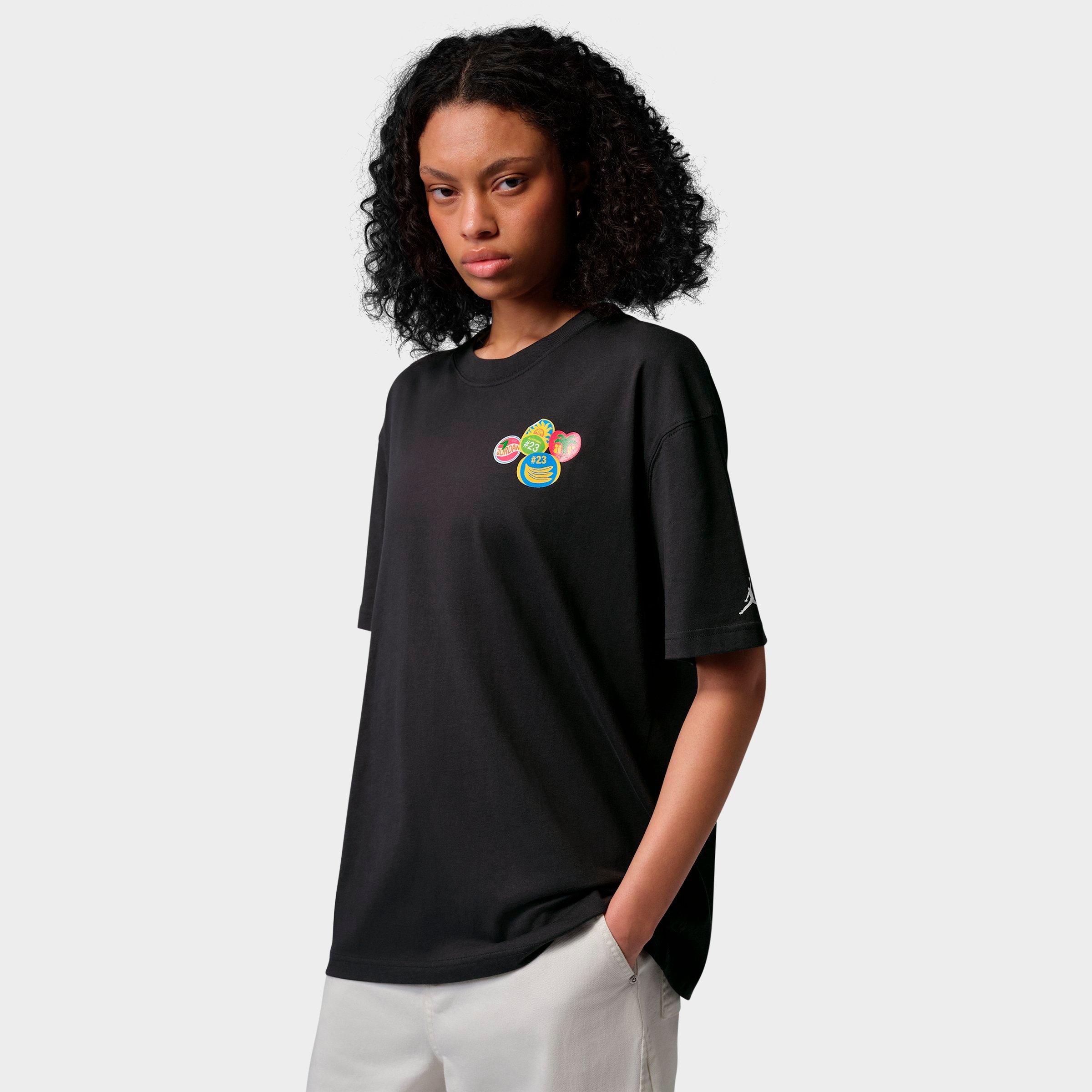Nike Women's Jordan Brooklyn Fruit Oversized Graphic T-Shirt in Off Noir/White Size: 2XL