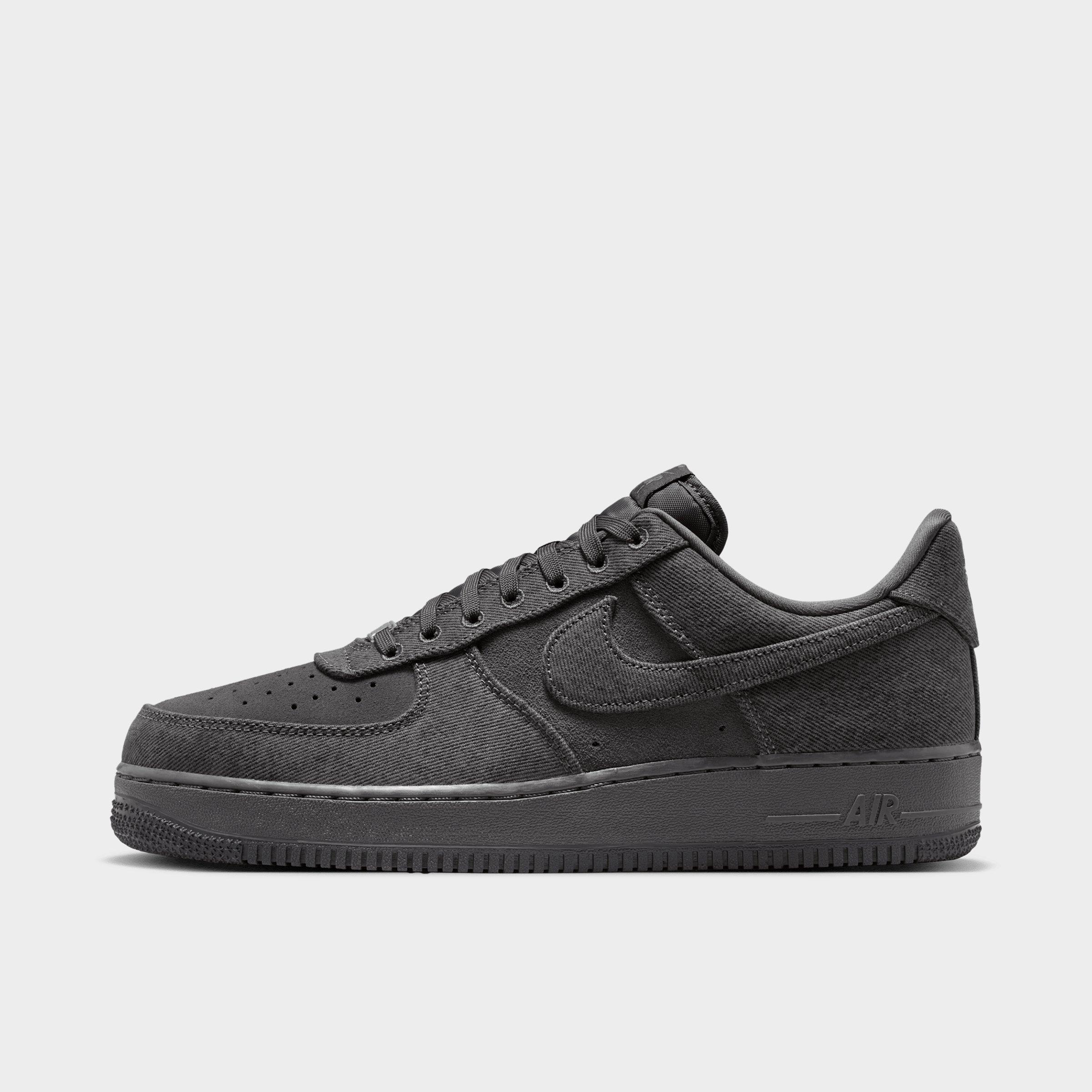 Nike Men's Air Force 1 '07 LV8 SE Denim Casual Shoes in Anthracite/Medium Ash/Metallic Silver Size: 9.5