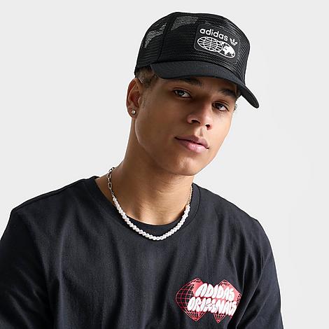 Shop Adidas Originals Worldwide Full Mesh Trucker Hat In Black/white