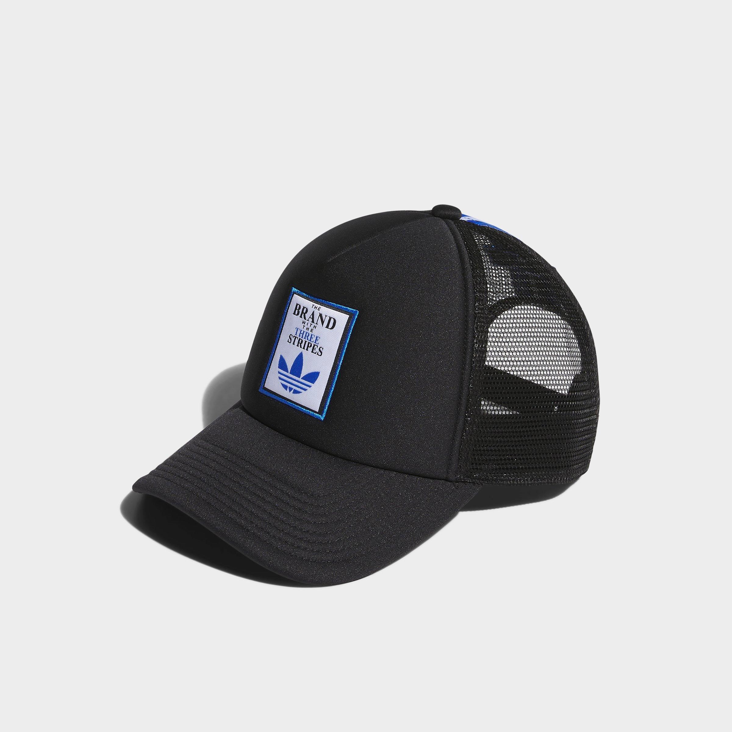 Adidas Originals Adibreak Trucker Hat In Black/blue Bird
