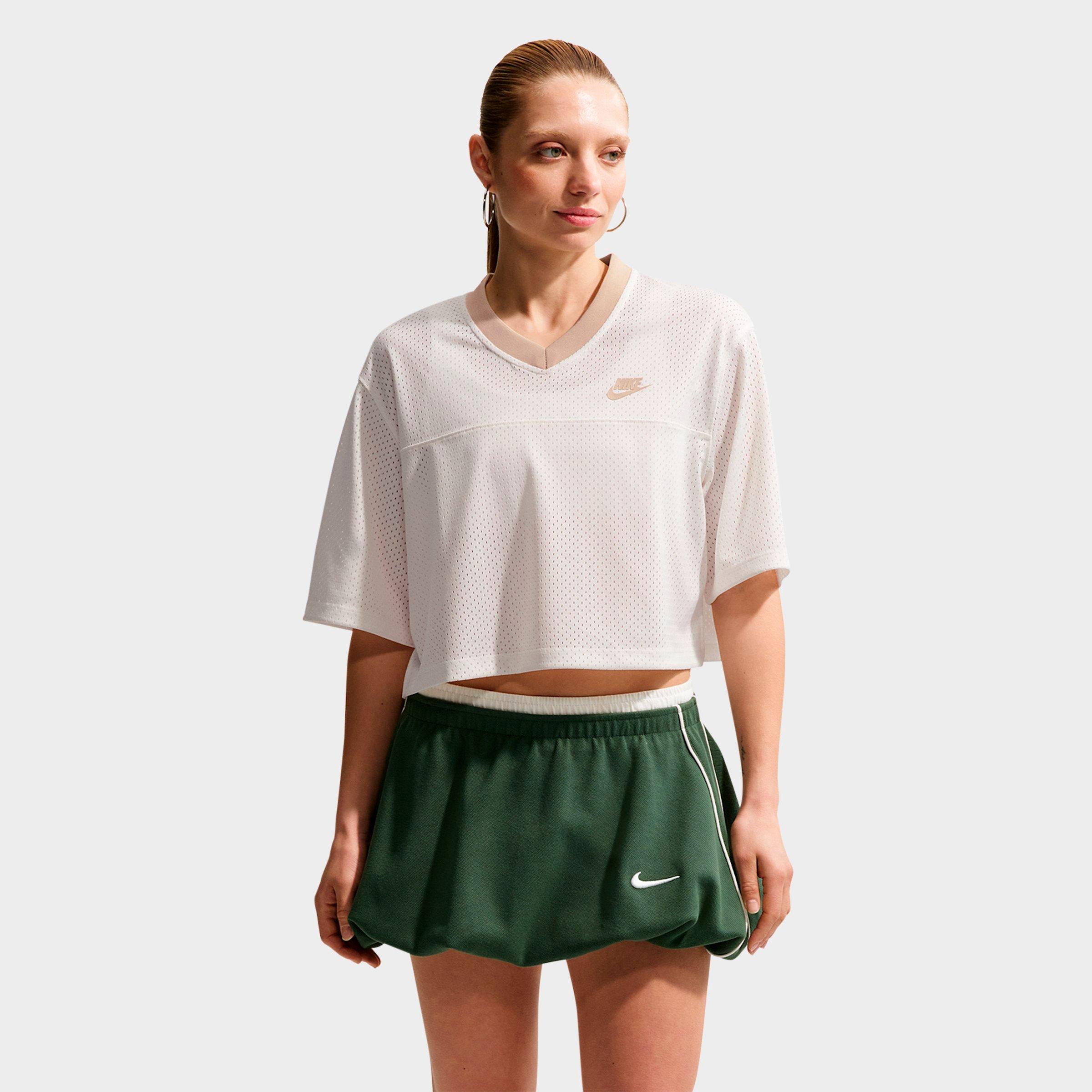 Nike Women's Sportswear Oversized Heritage Cropped Mesh Jersey in Sail/Linen/Linen Size: Small
