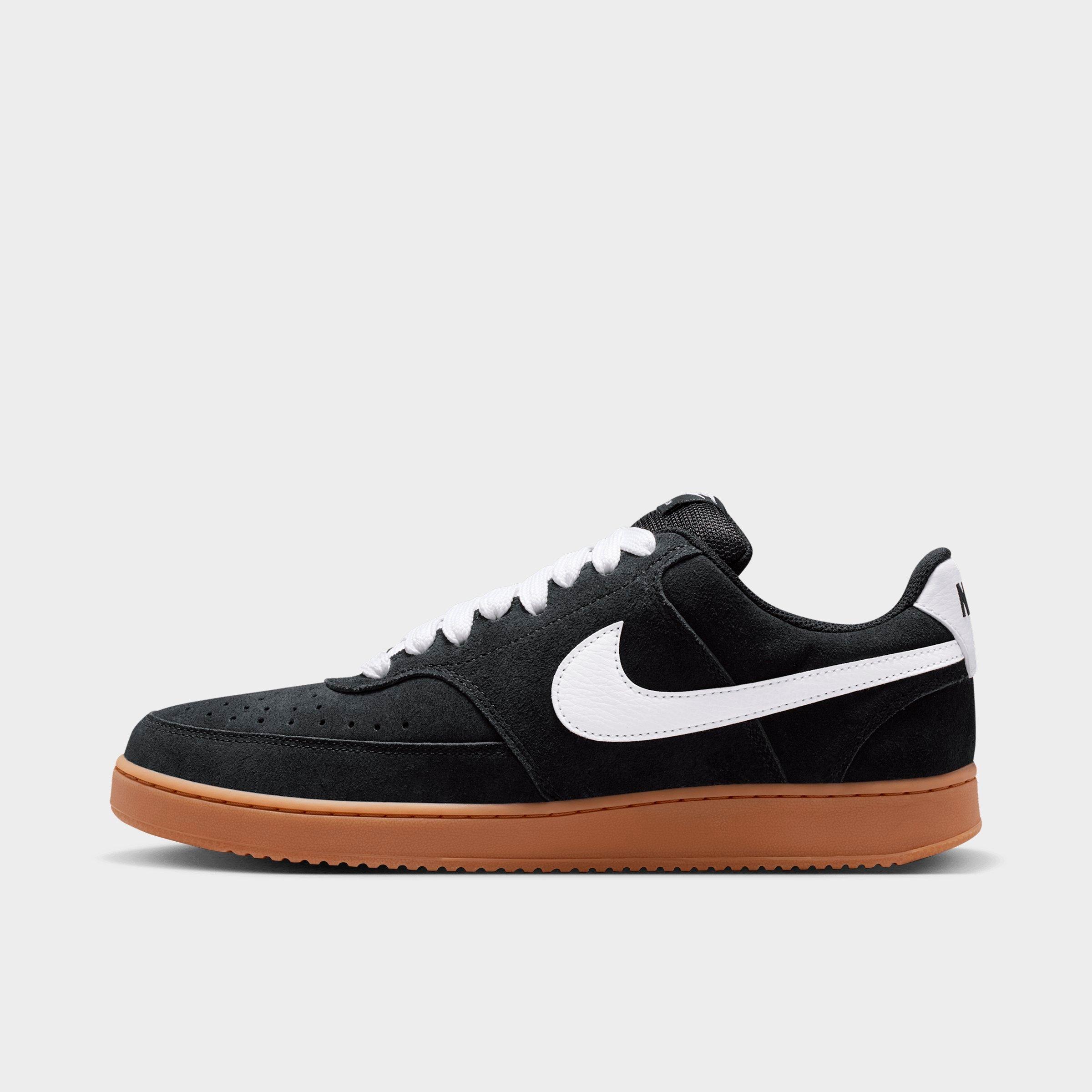 Nike Men's Court Vision Low Casual Shoes in Black/Gum Medium Brown/White Size: 6.0