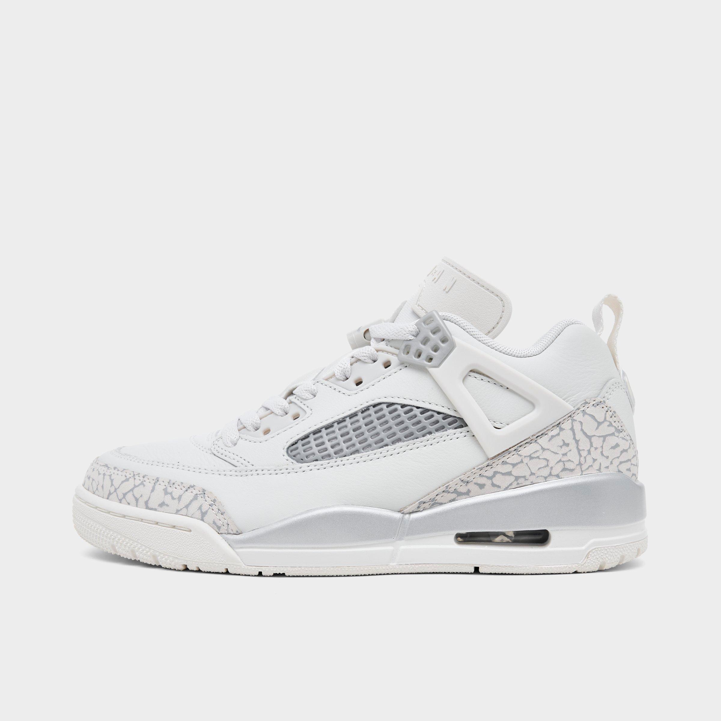 Jordan Women's Spizike Low Casual Shoes in Swan/Wolf Grey/Metallic Silver Size: 5.0