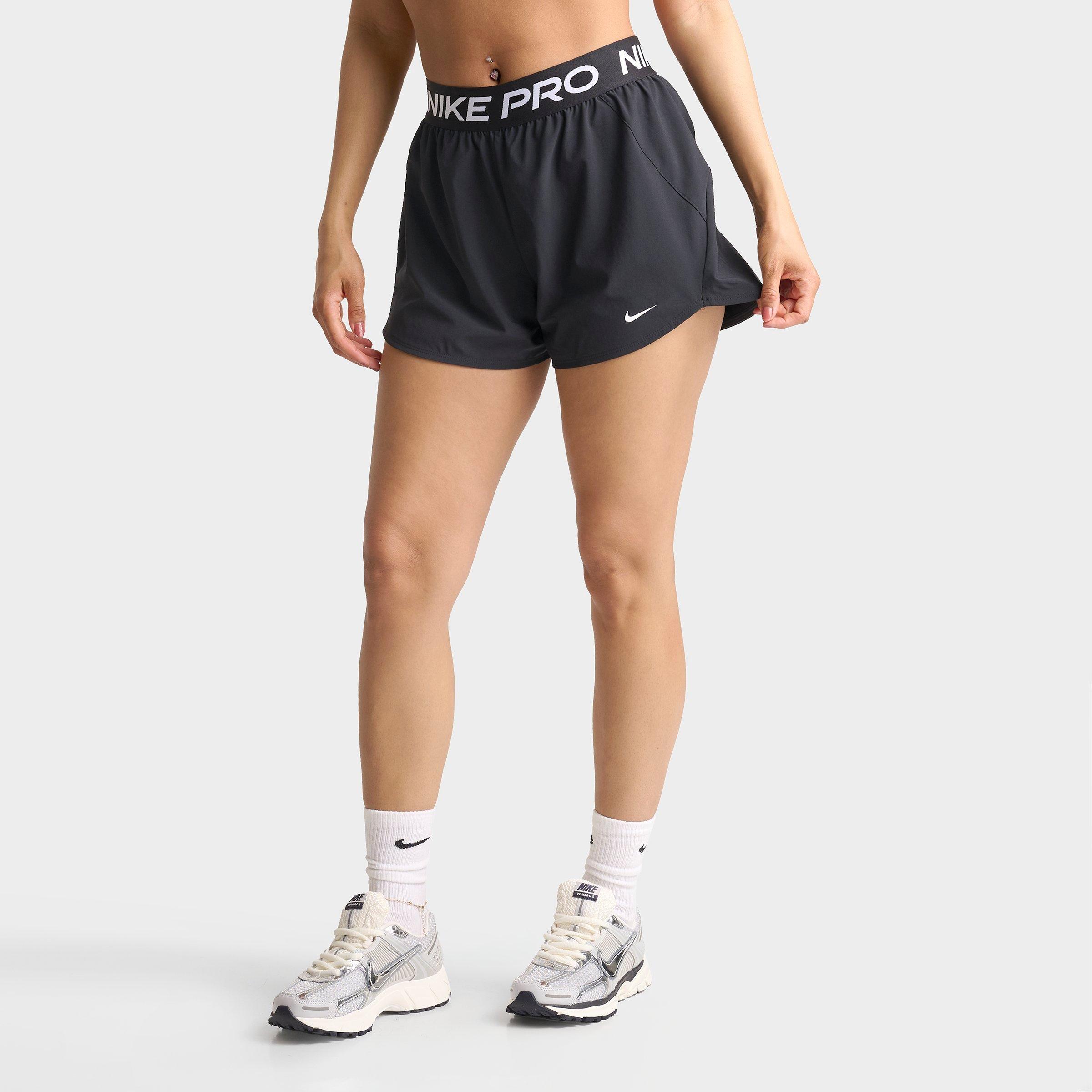 Nike Women's Pro 2-in-1 Shorts in Black/White Size: Large