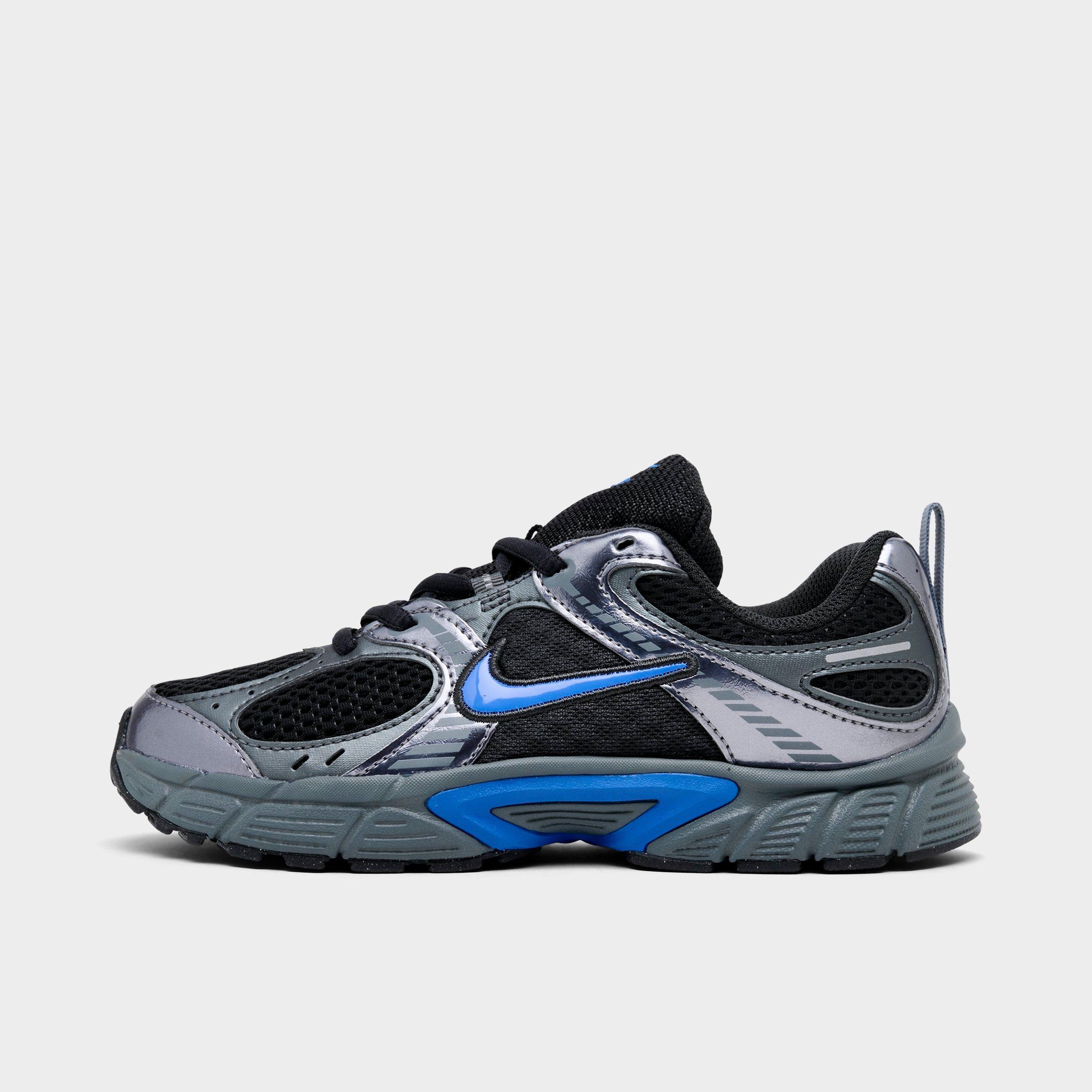 Nike Little Kids V5 RNR Stretch Lace Casual Shoes in Anthracite/Blue Crystal/Metallic Cool Grey Size: 11.5
