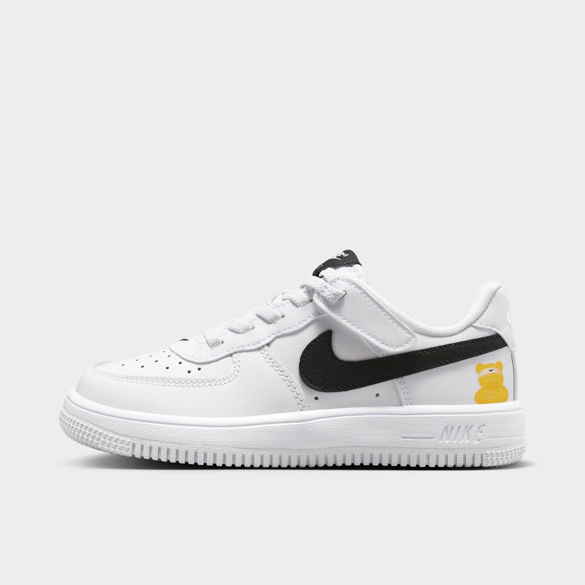 Nike Little Kids Force 1 Low EasyOn Stretch Lace Casual Shoes in White/Black Size: 10.5