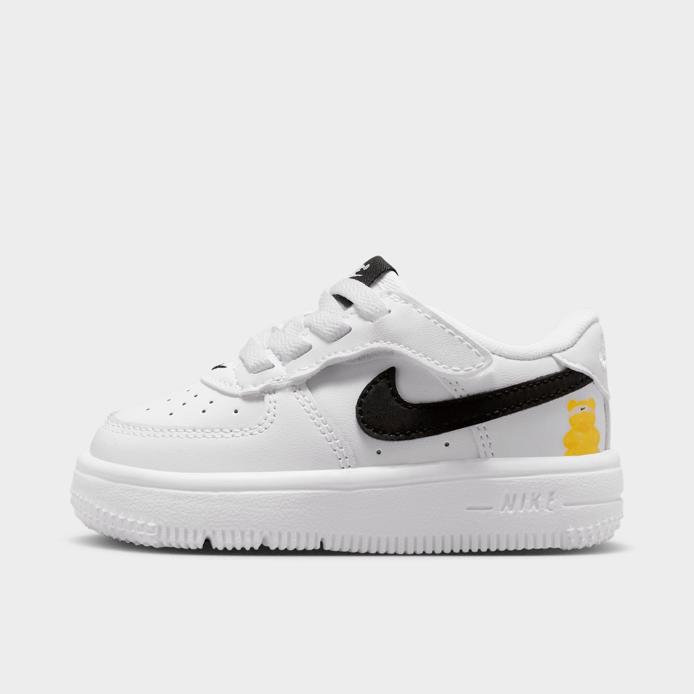Nike Kids Toddler Force 1 Low EasyOn Casual Shoes in White/Black Size: 9.0