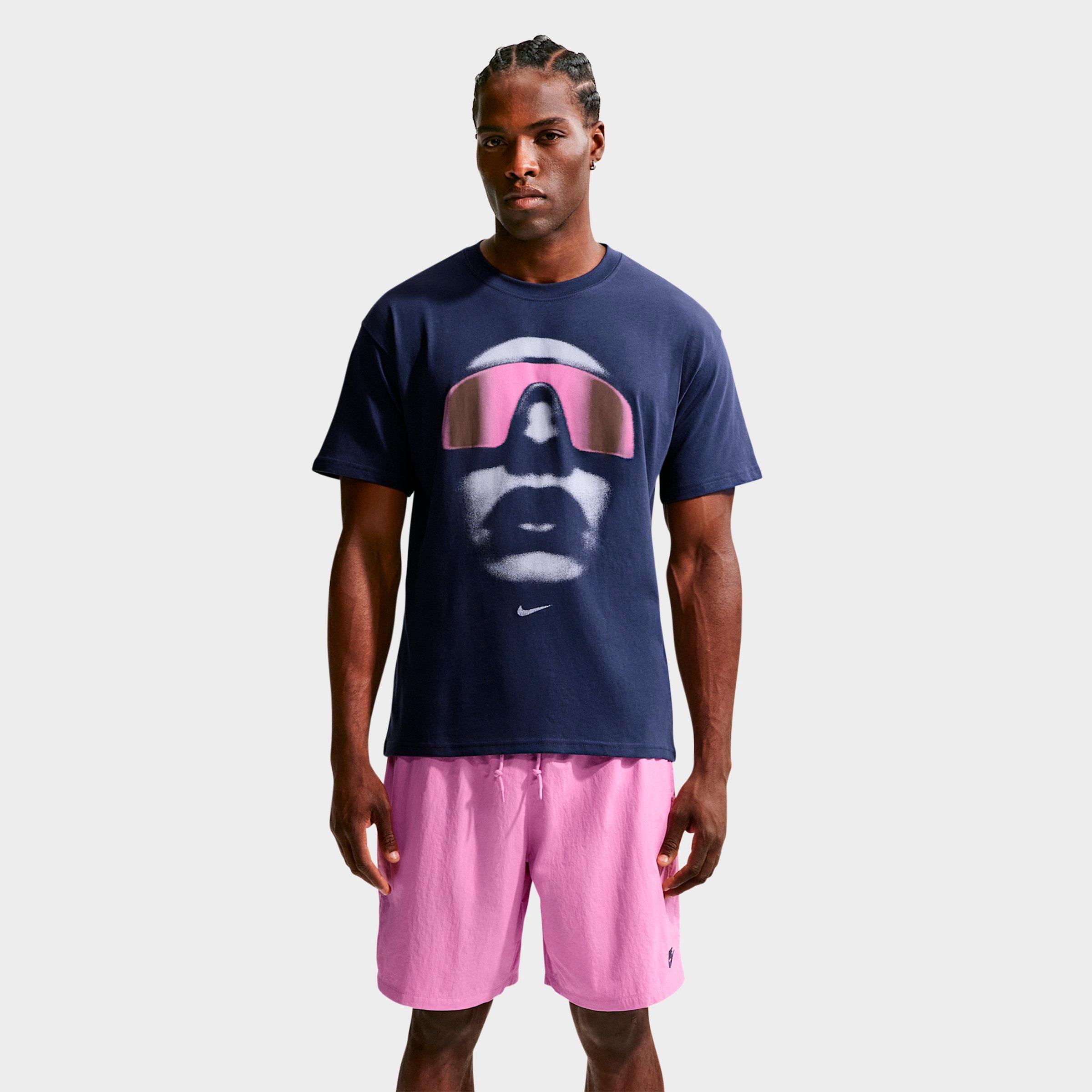 Nike Men's Sportswear Sunset Graphic T-Shirt in Midnight Navy/Light Magenta Size: 3XL Tall