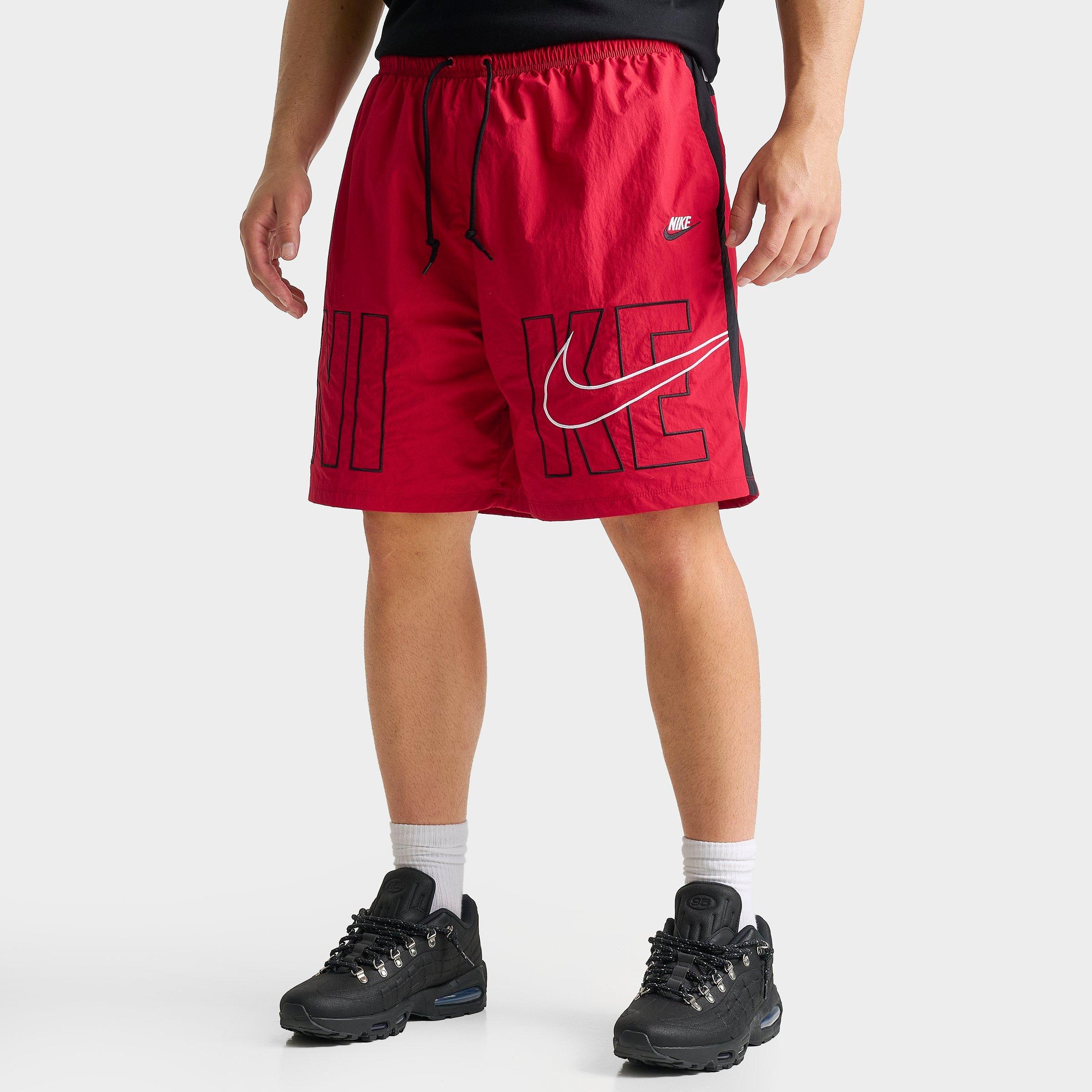 Nike Men's Sportswear Club Gel Block Sport Shorts in Gym Red/Black/White Size: Medium