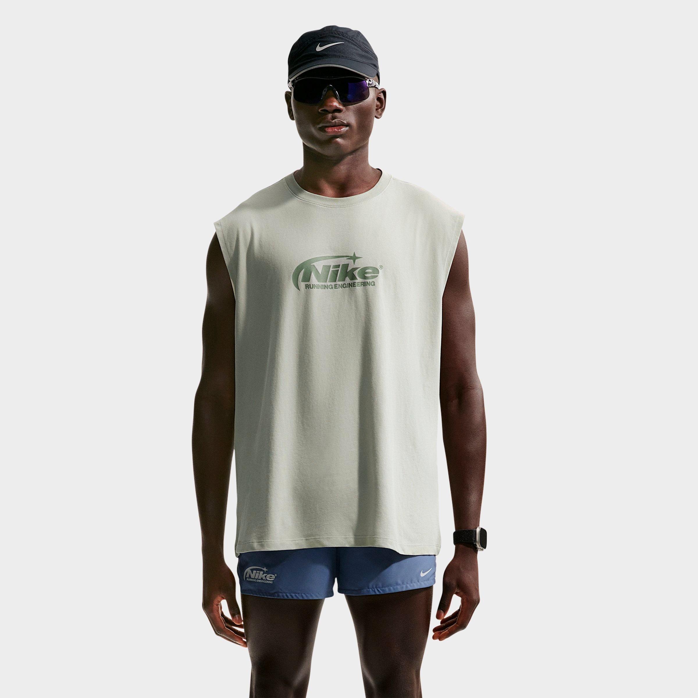 Nike Men's Dri-FIT Sleeveless Running T-Shirt in Spruce Fog/Silver Sage Size: Medium