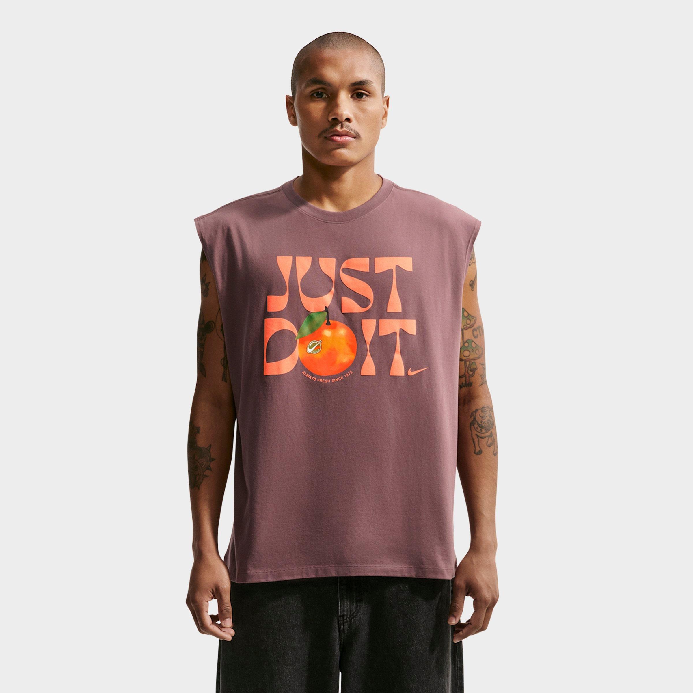 Nike Men's Sportswear JDI Orange Graphic Sleeveless T-Shirt in Tattoo Size: Medium