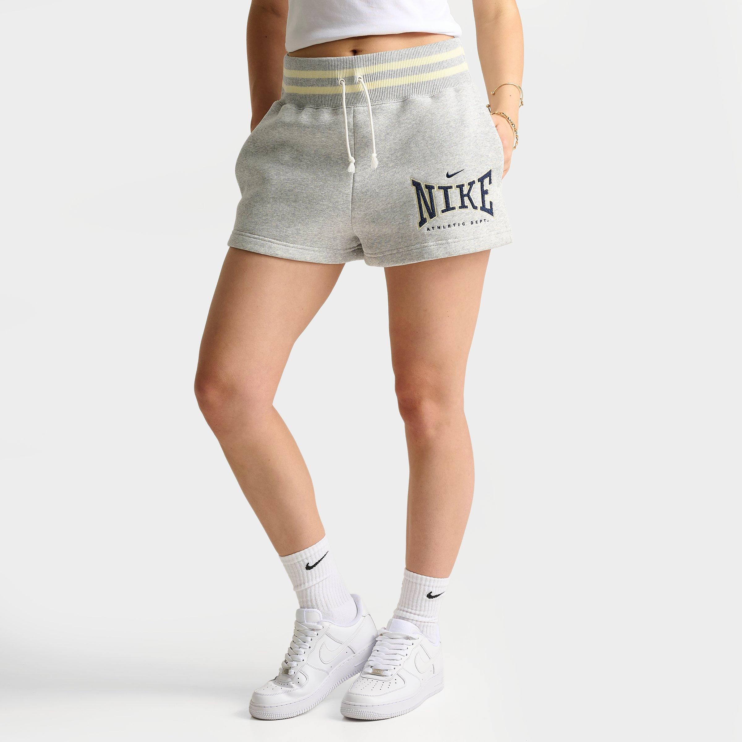 Nike Women's Sportswear Phoenix Fleece 4" High-Waisted Shorts in Pure Platinum/Heather/Midnight Navy Size: XS