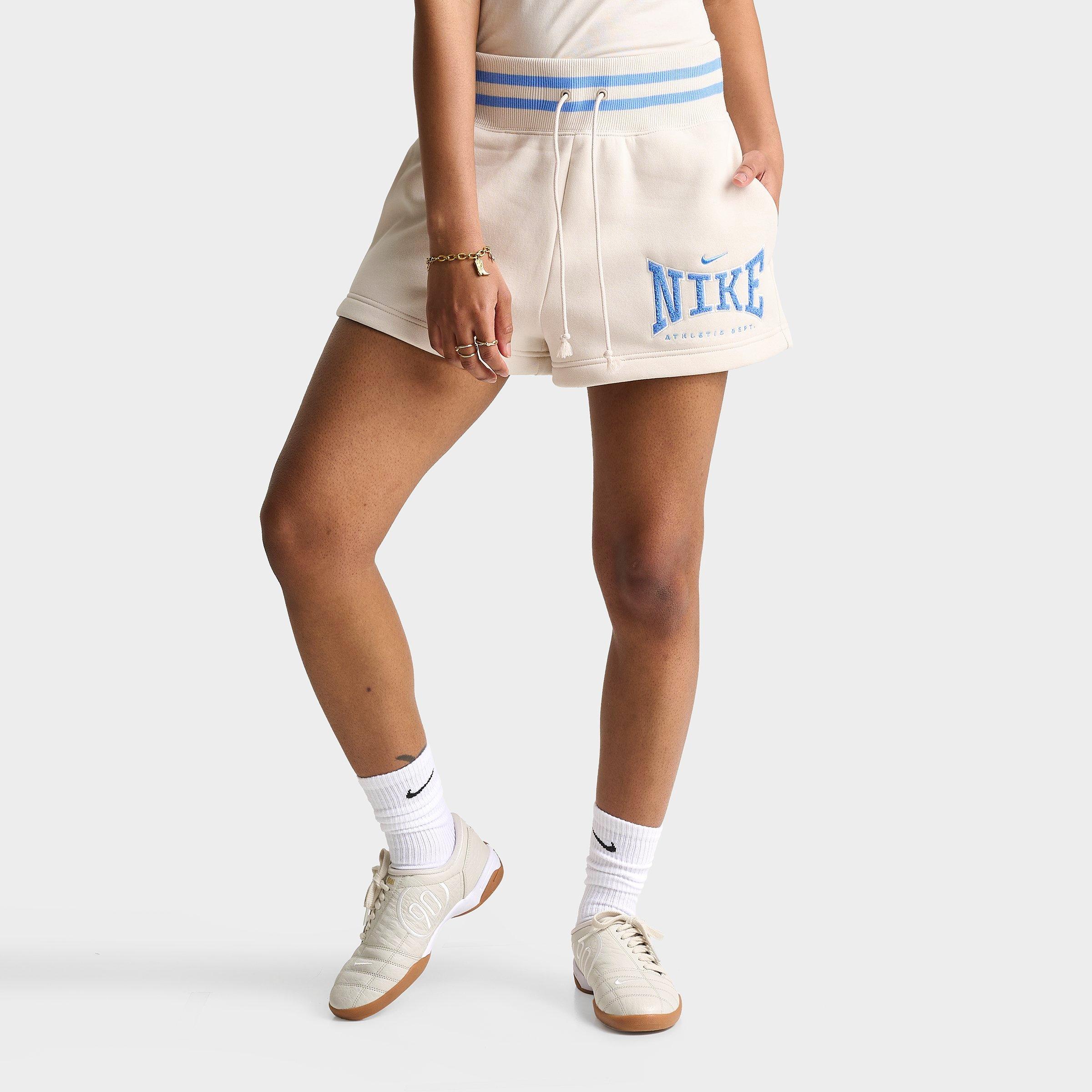 Nike Women's Sportswear Phoenix Fleece 4" High-Waisted Shorts in Light Orewood Brown/University Blue Size: XS