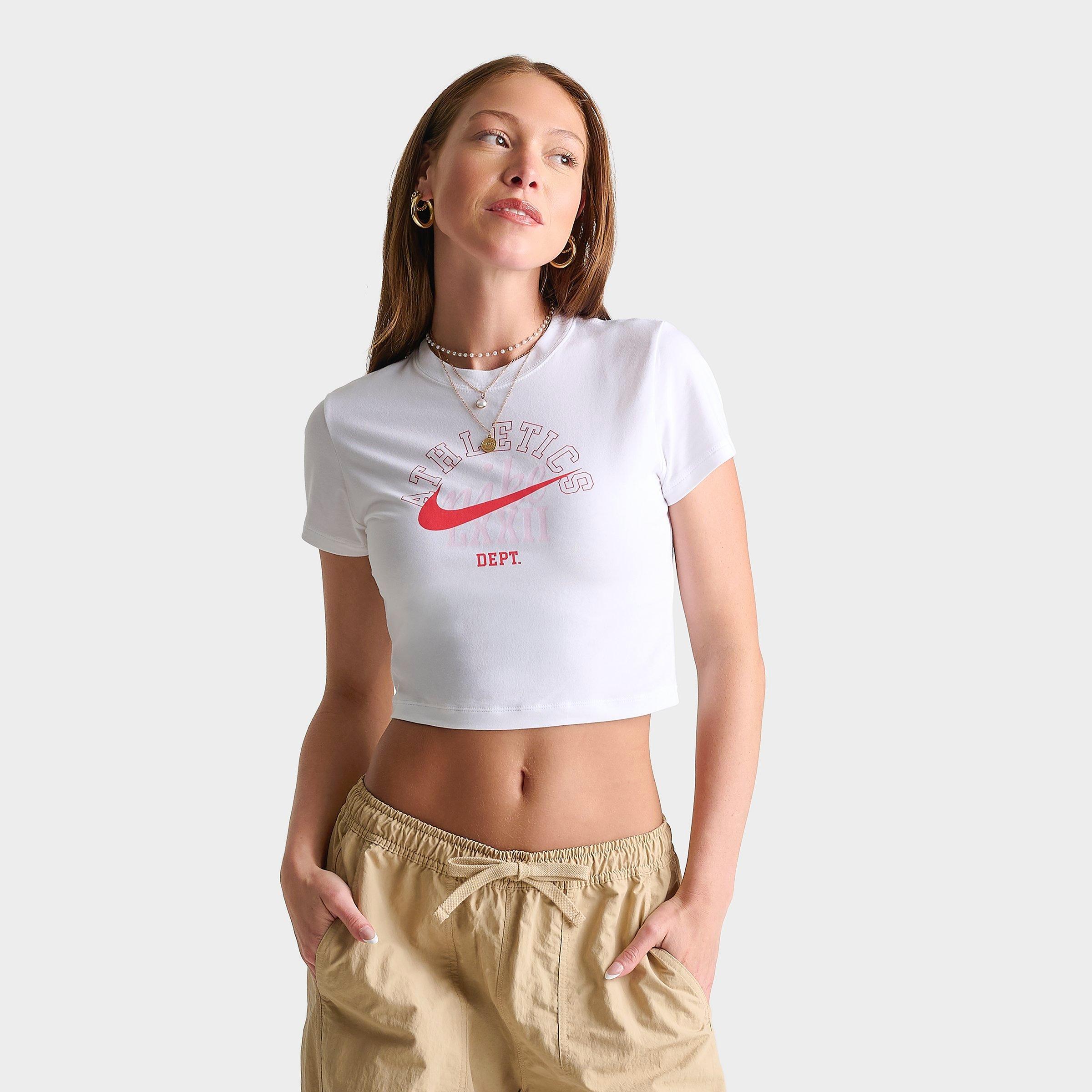 Nike Women's Sportswear Chill Knit Athletics Dept. Slim Cropped T-Shirt in White Size: XS