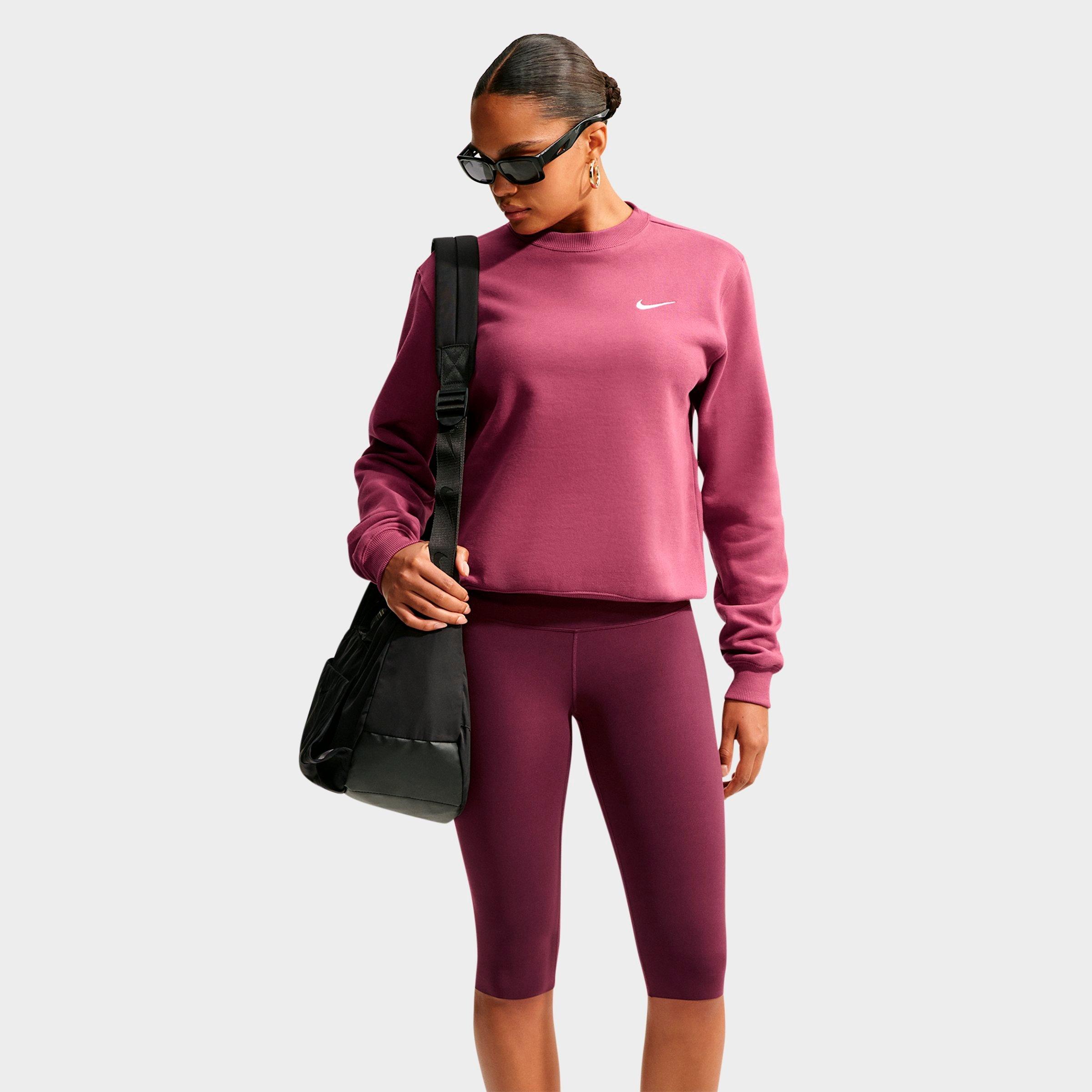 Nike Women's Studio Fleece Medium Weight Crewneck Sweatshirt in Pink Smoke/Sail Size: XS