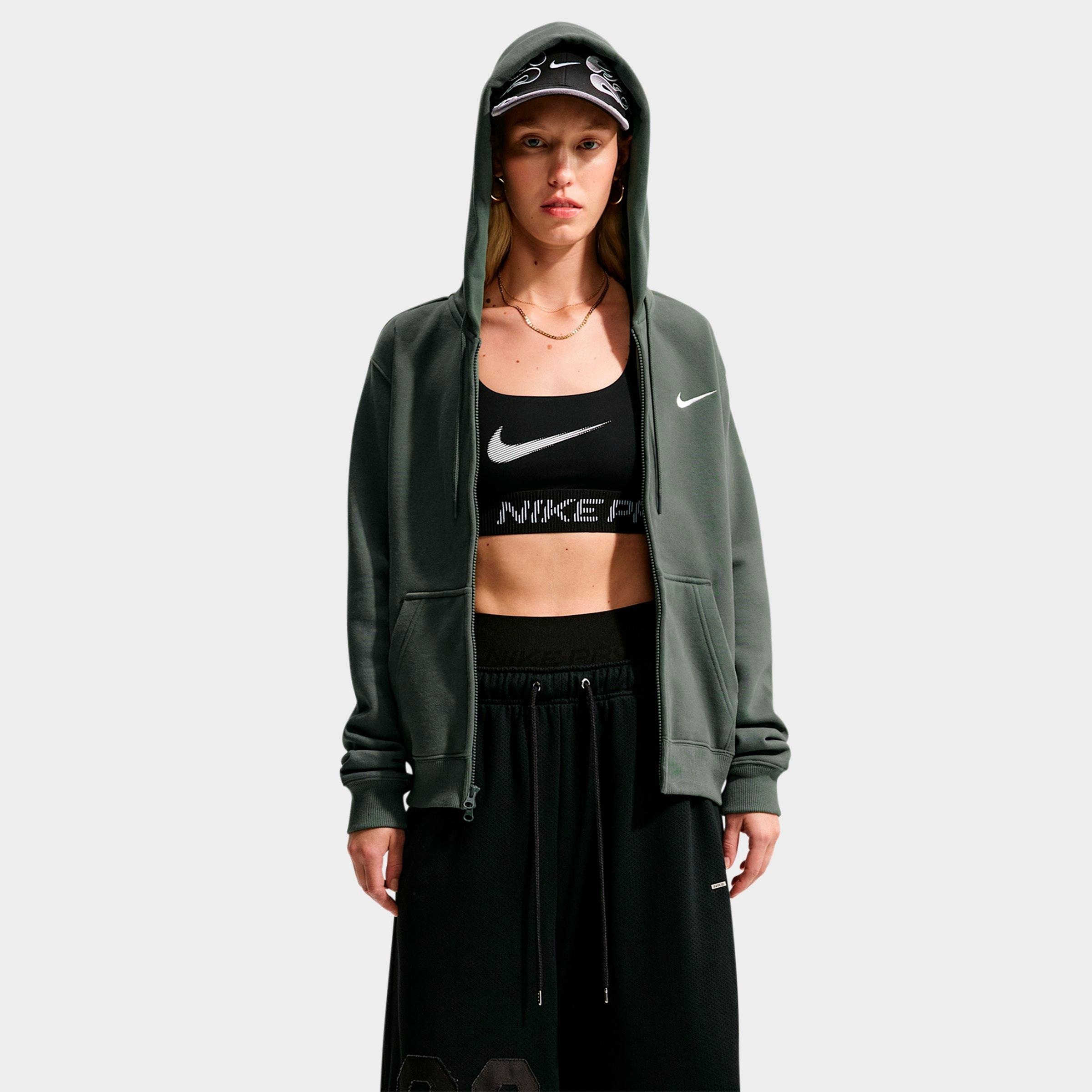 Nike Women's Studio Fleece Medium-Weight Full-Zip Hoodie in Camo Green/Sail Size: Medium