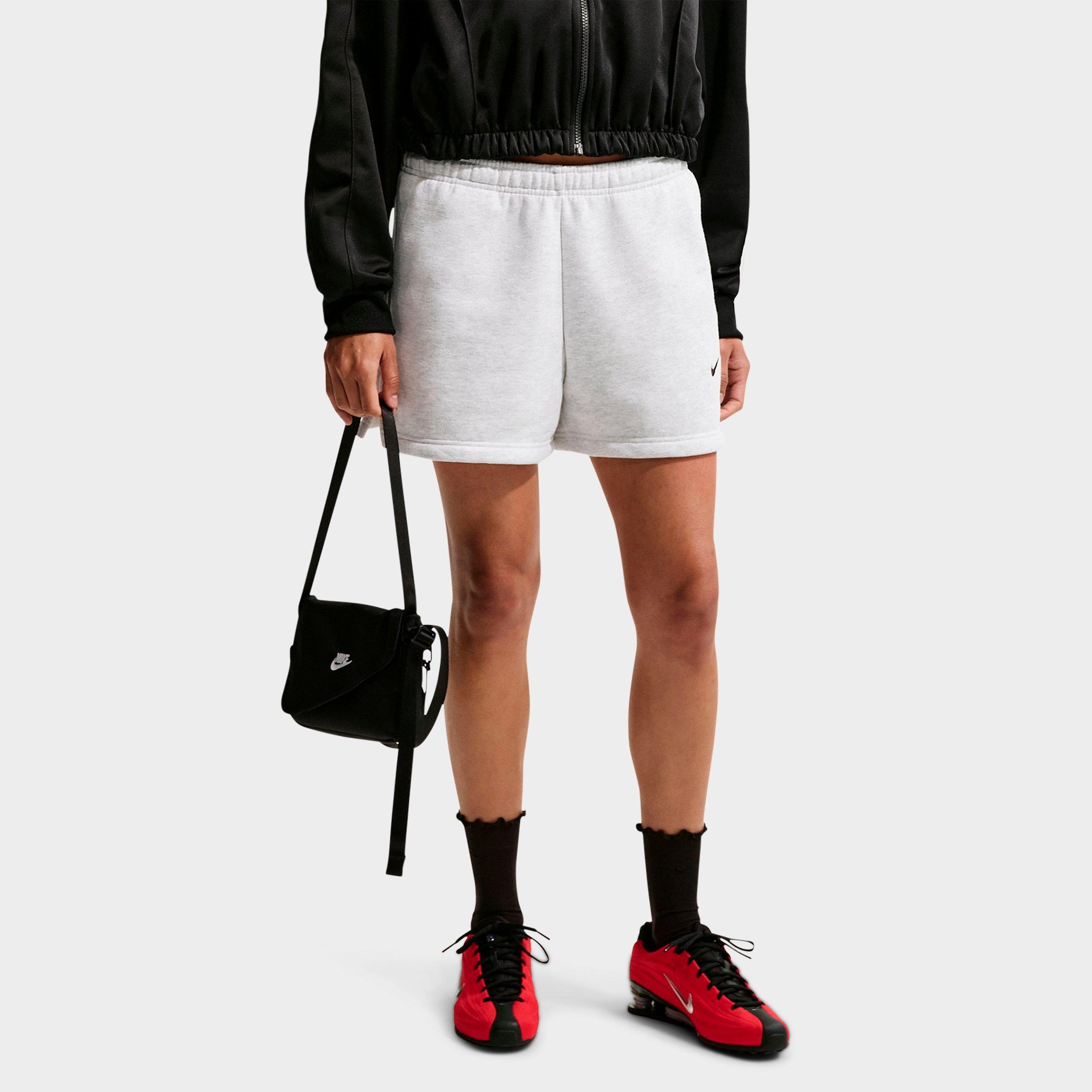 Nike Women's Studio Fleece Medium-Weight Mid-Rise Shorts in Birch Heather/Black Size: XL