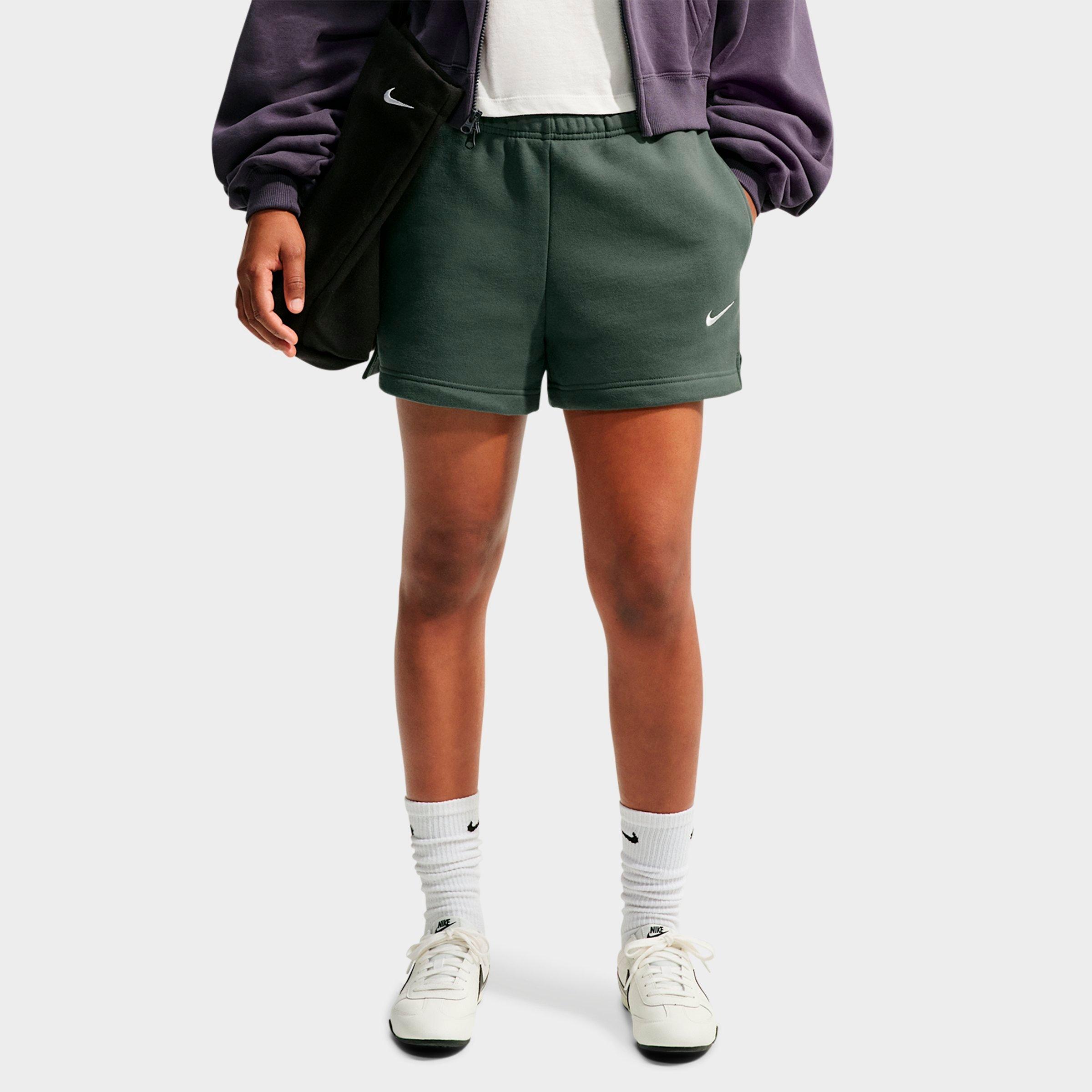 Nike Women's Studio Fleece Medium-Weight Mid-Rise Shorts in Camo Green/Sail Size: Medium