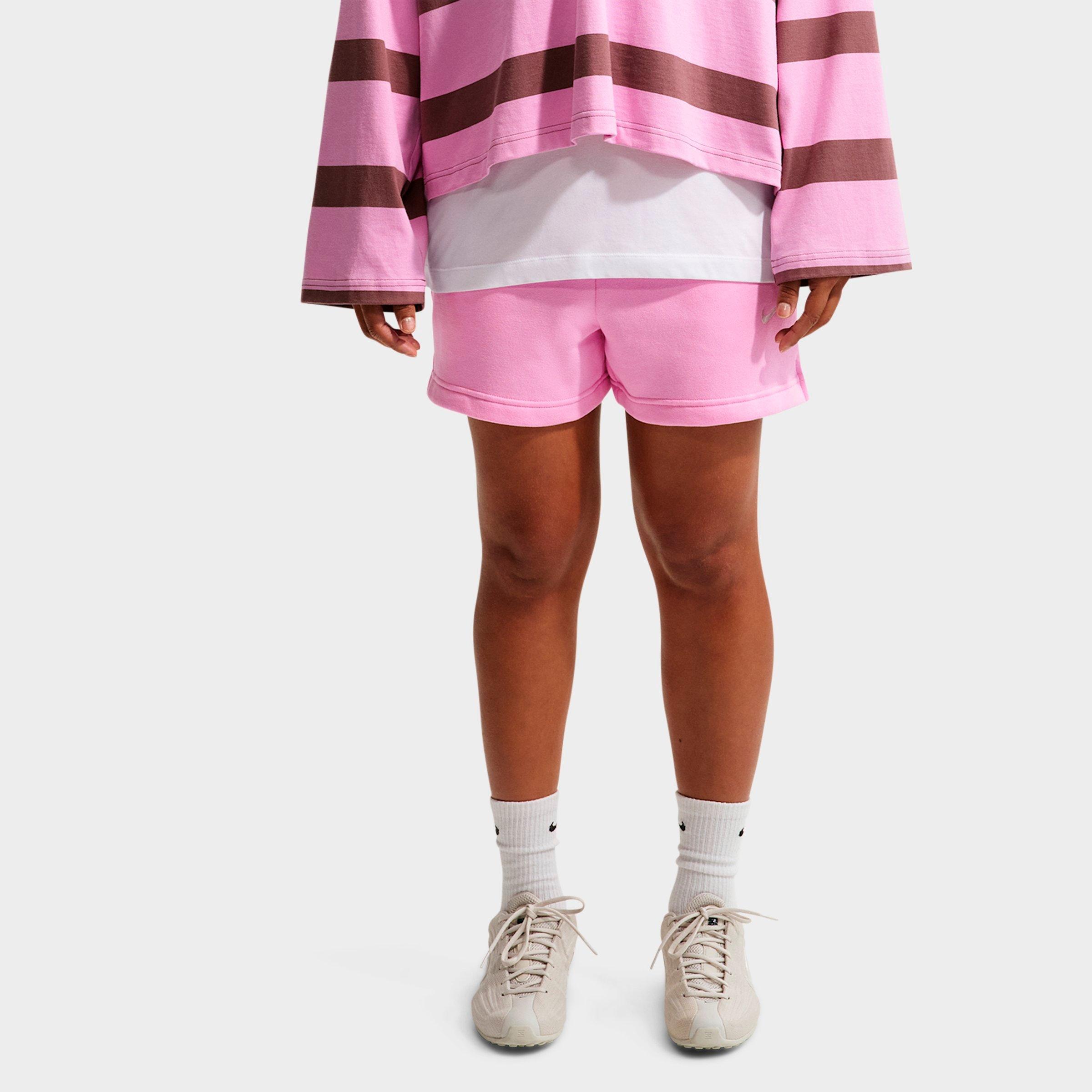 Nike Women's Studio Fleece Medium-Weight Mid-Rise Shorts in Pink Rise/Sail Size: 2XL