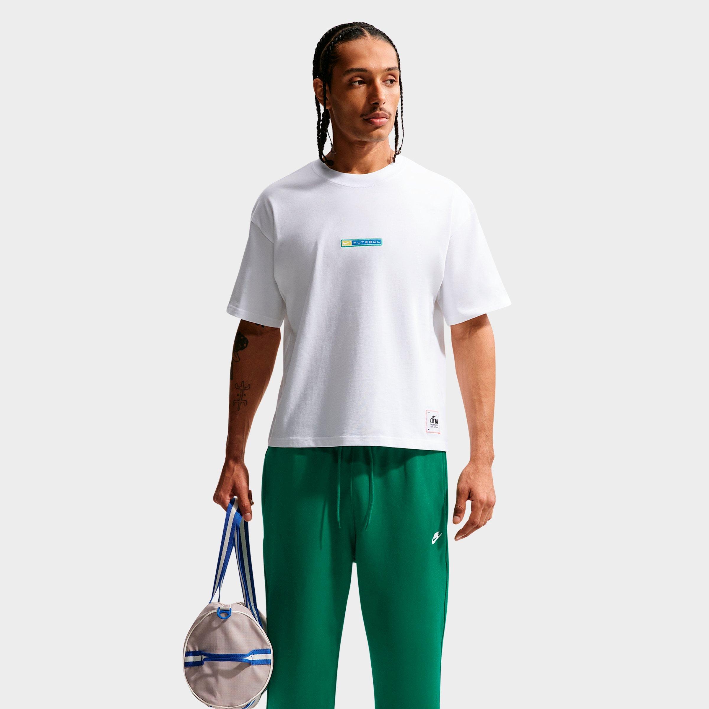 Nike Men's Sportswear Futebol T-Shirt in White/Canary/Light Photo Blue Size: L Tall