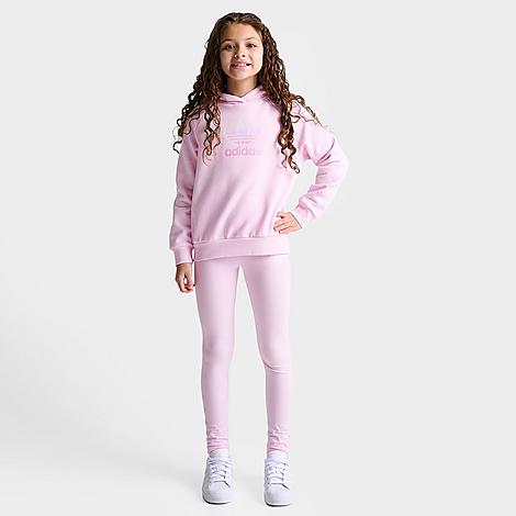 Adidas Originals Adidas Girls' Little Kids' Originals Repeat Trefoil Hoodie And Leggings Set In Clear Pink
