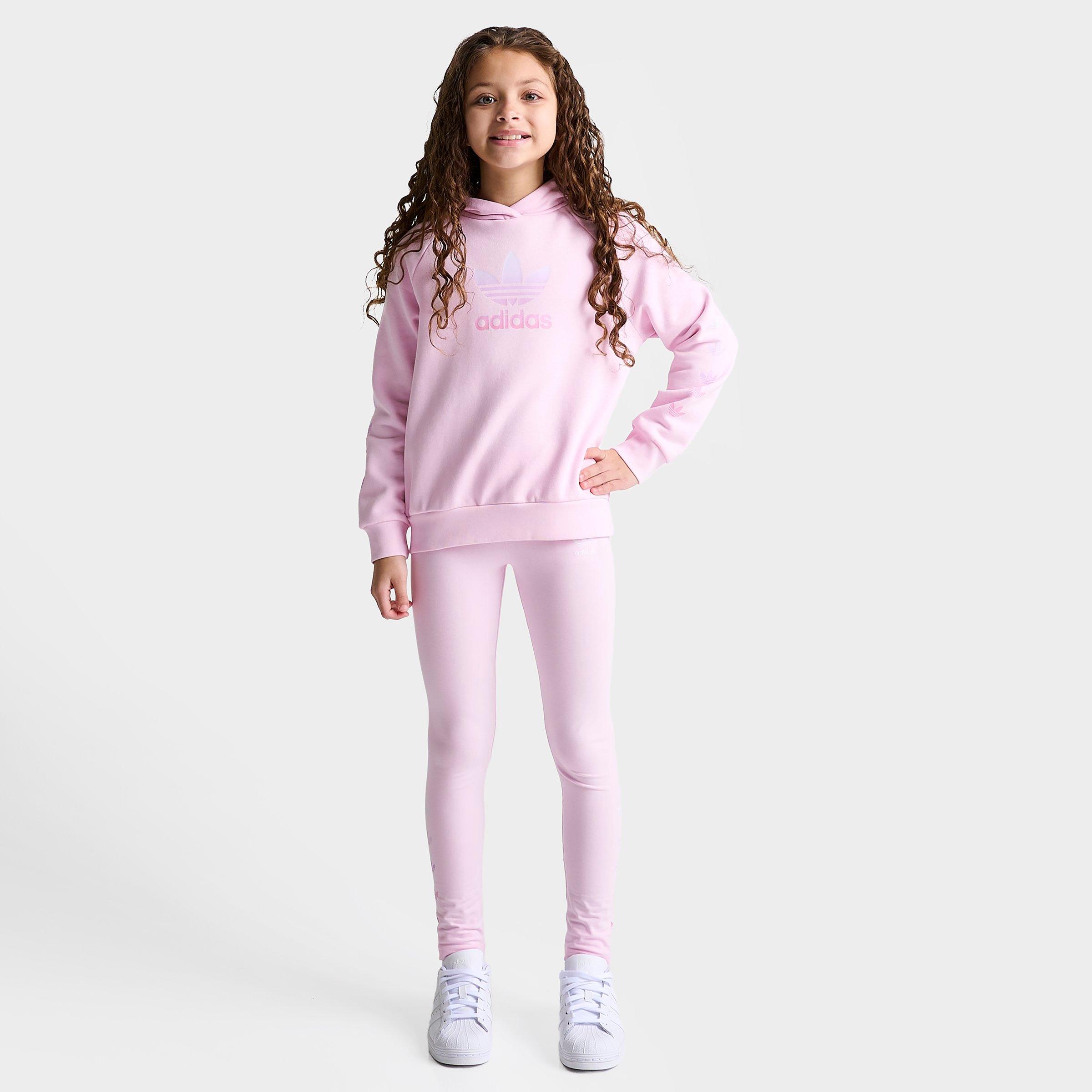 Adidas Originals Adidas Girls' Little Kids' Originals Repeat Trefoil Hoodie And Leggings Set In Clear Pink