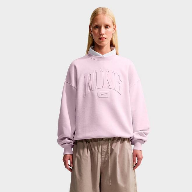 Women's Nike Studio Fleece Medium Weight "Graphic Pack" Embossed Oversized Crewneck Sweatshirt