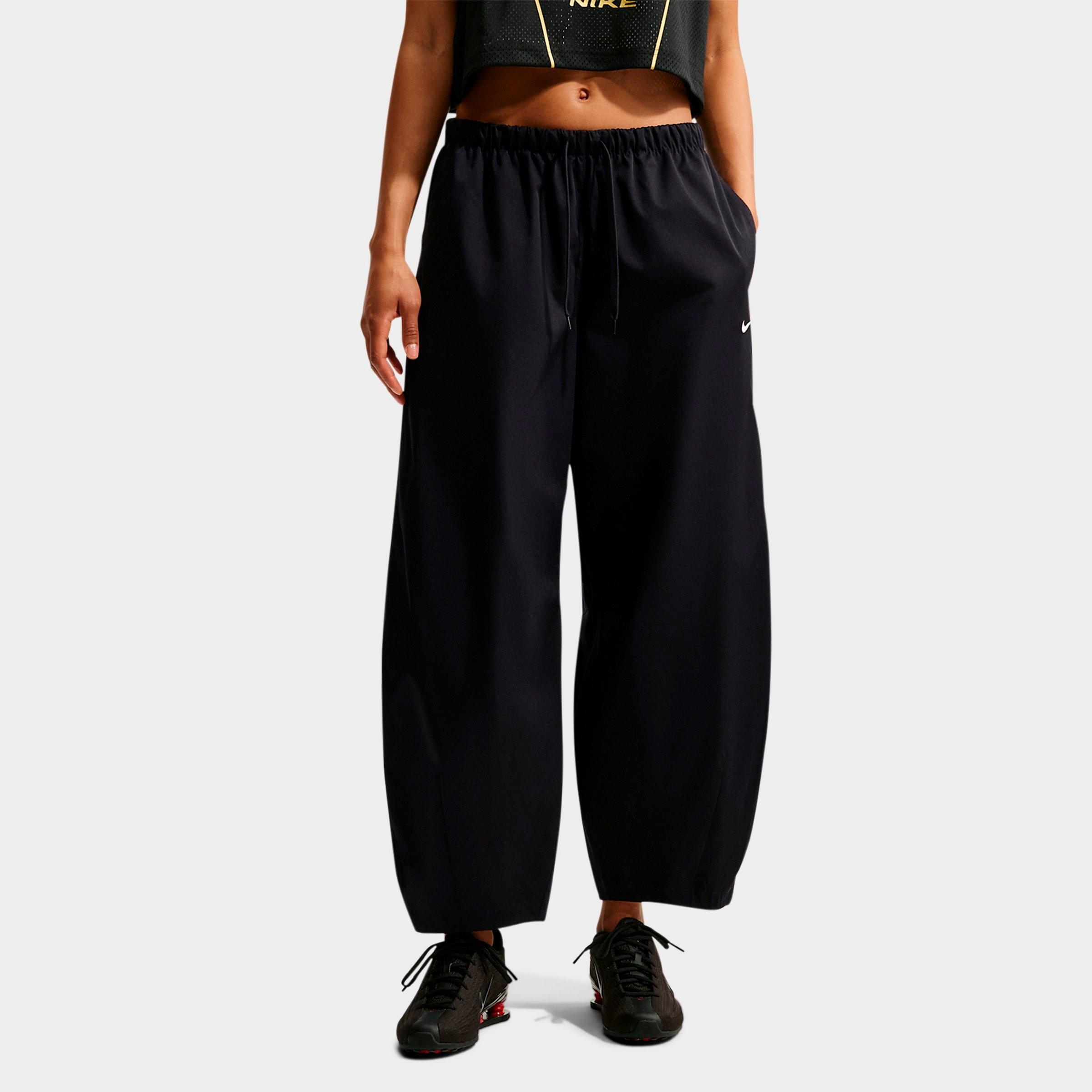 Nike Women's Sportswear Mid-Rise Loose Barrel Pants in Black/Sail Size: Medium