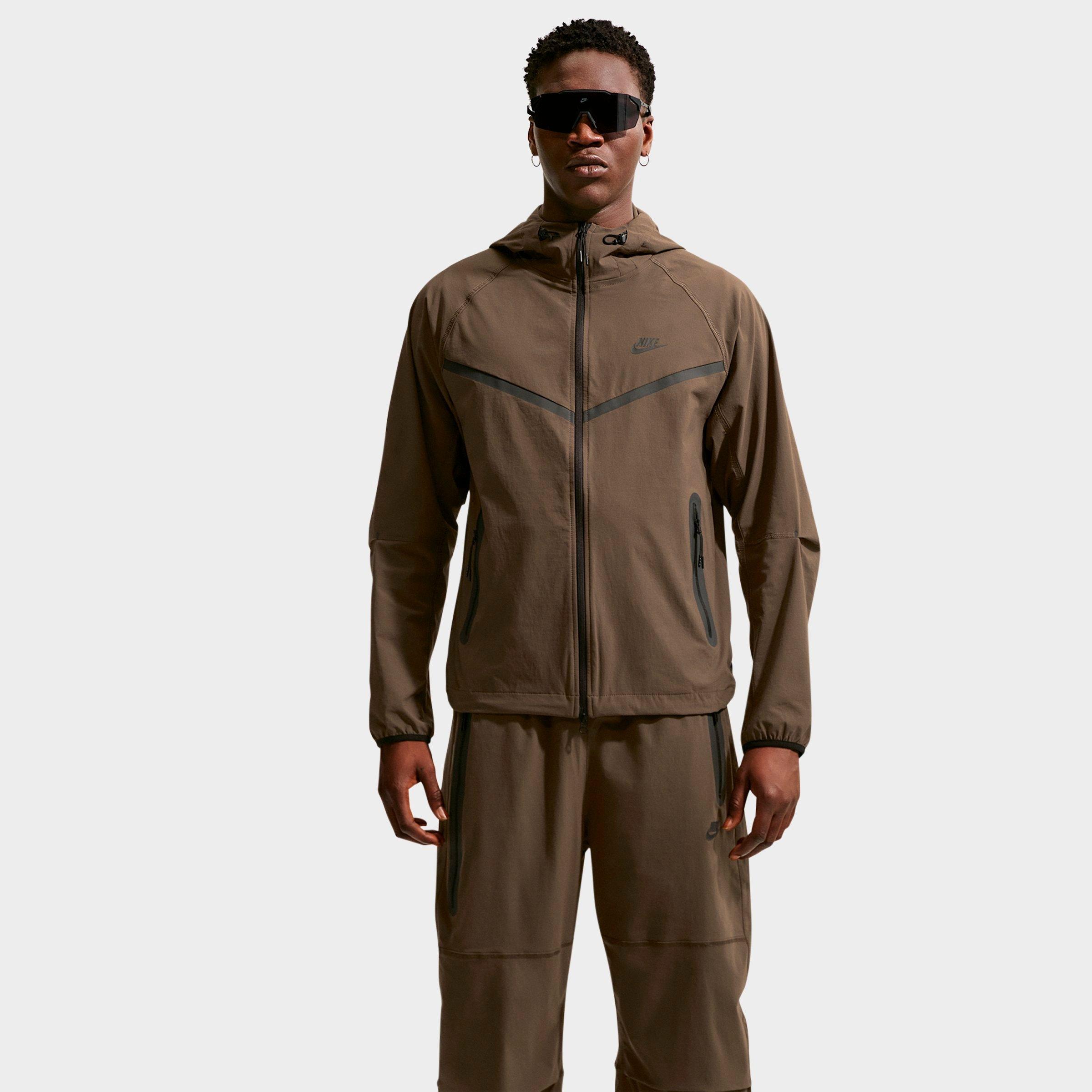 Nike Men's Tech Dri-FIT Woven Full-Zip Windrunner Jacket in Dark Hazel/Dark Hazel/Black Size: XL