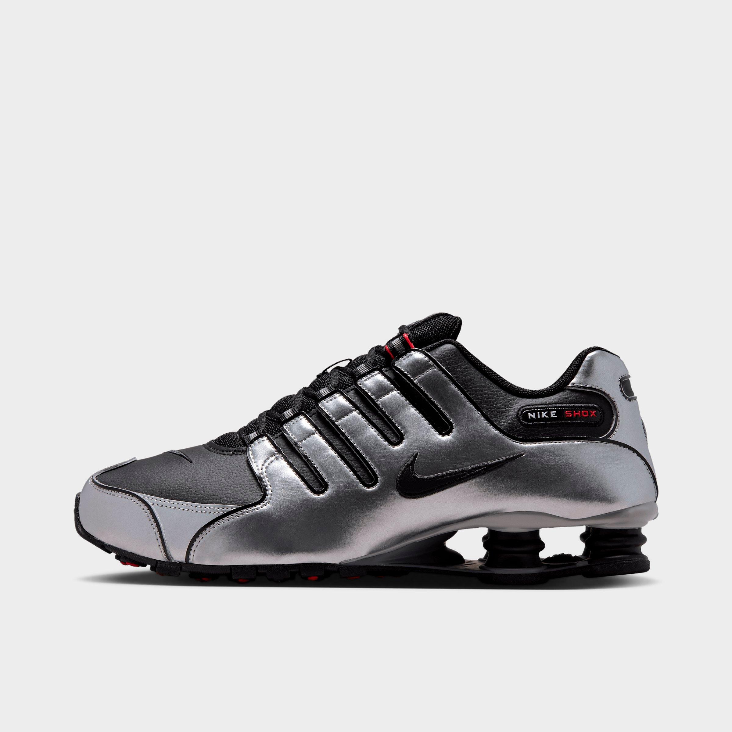 Nike Men's Shox NZ Casual Shoes in Black/Metallic Silver/University Red Size: 10.0