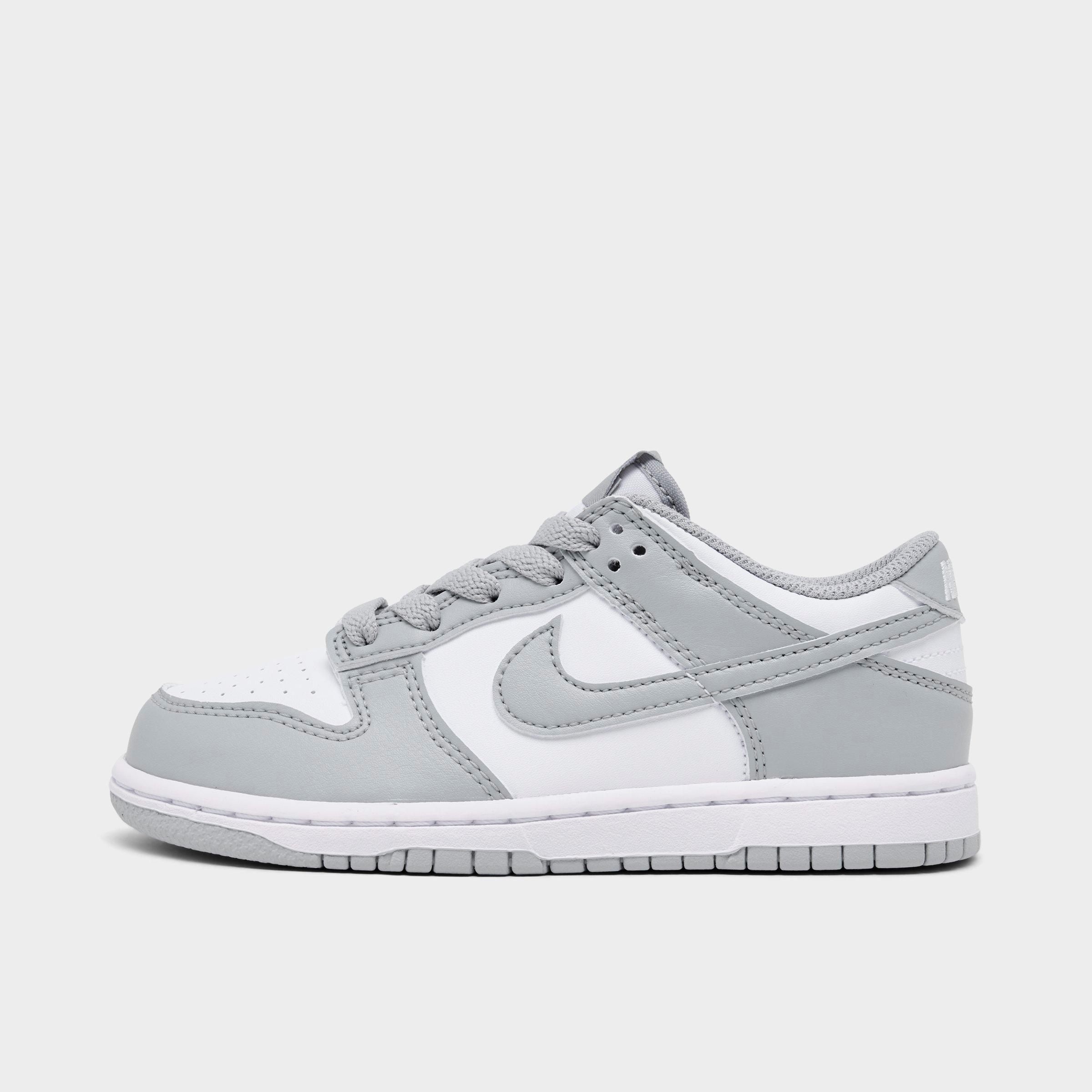 Nike Little Kids Dunk Low Casual Shoes in White/Light Smoke Grey/White Size: 2.5