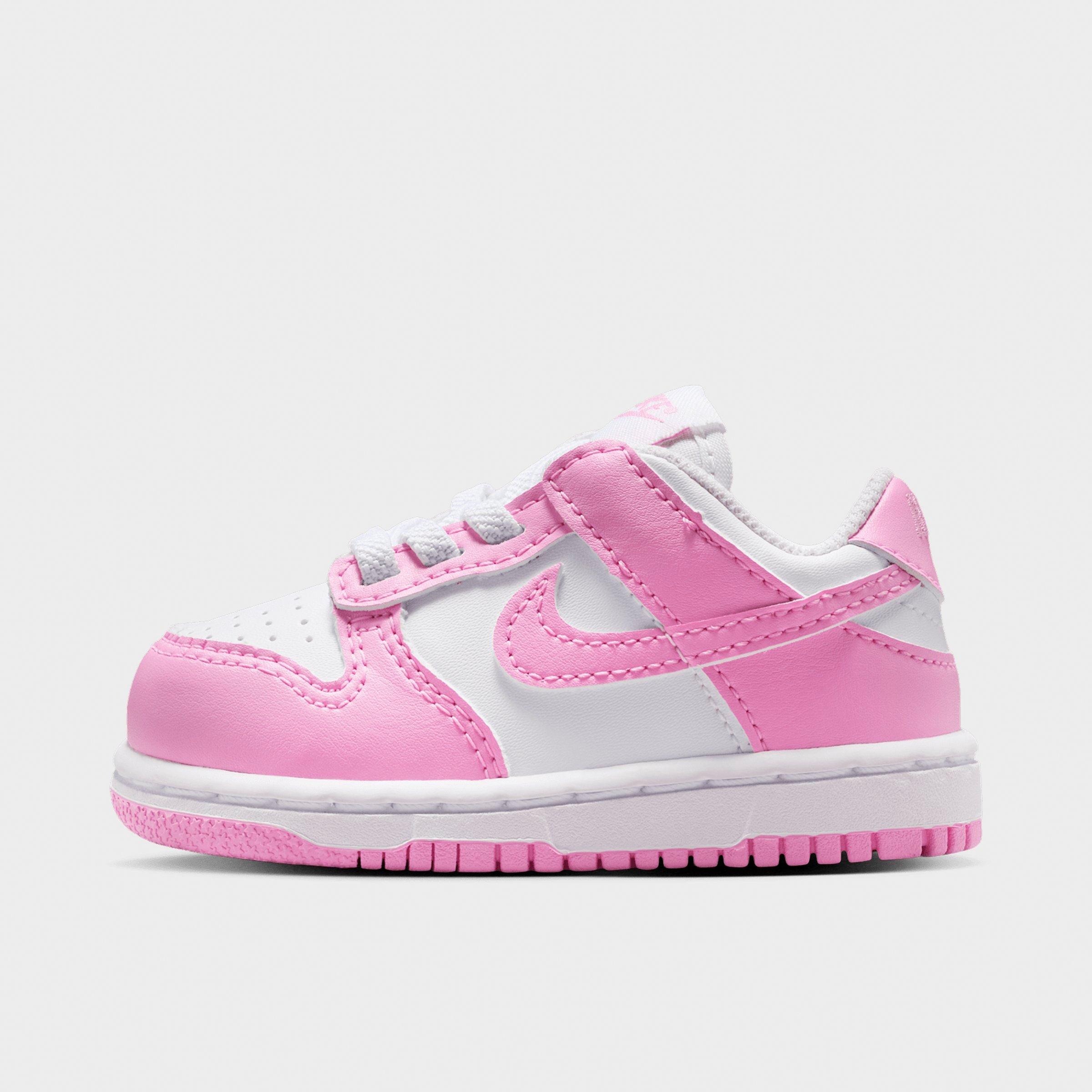 Nike Girls' Toddler Dunk Low Casual Shoes in White/White/White Size: 4.0
