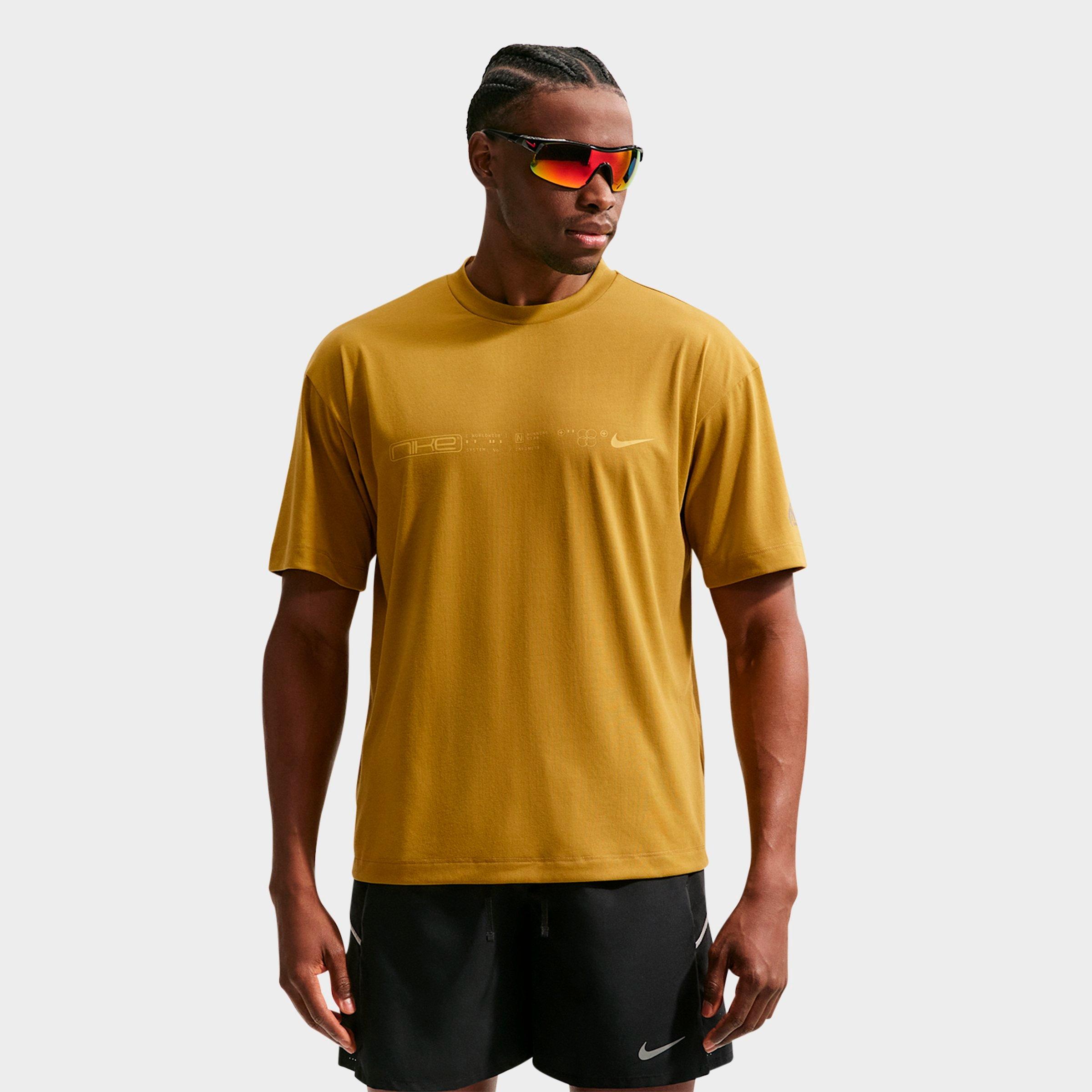 Nike Men's Disrupt Dri-FIT Short-Sleeve Running Top in Peat Moss/Spruce Fog Size: 2XL