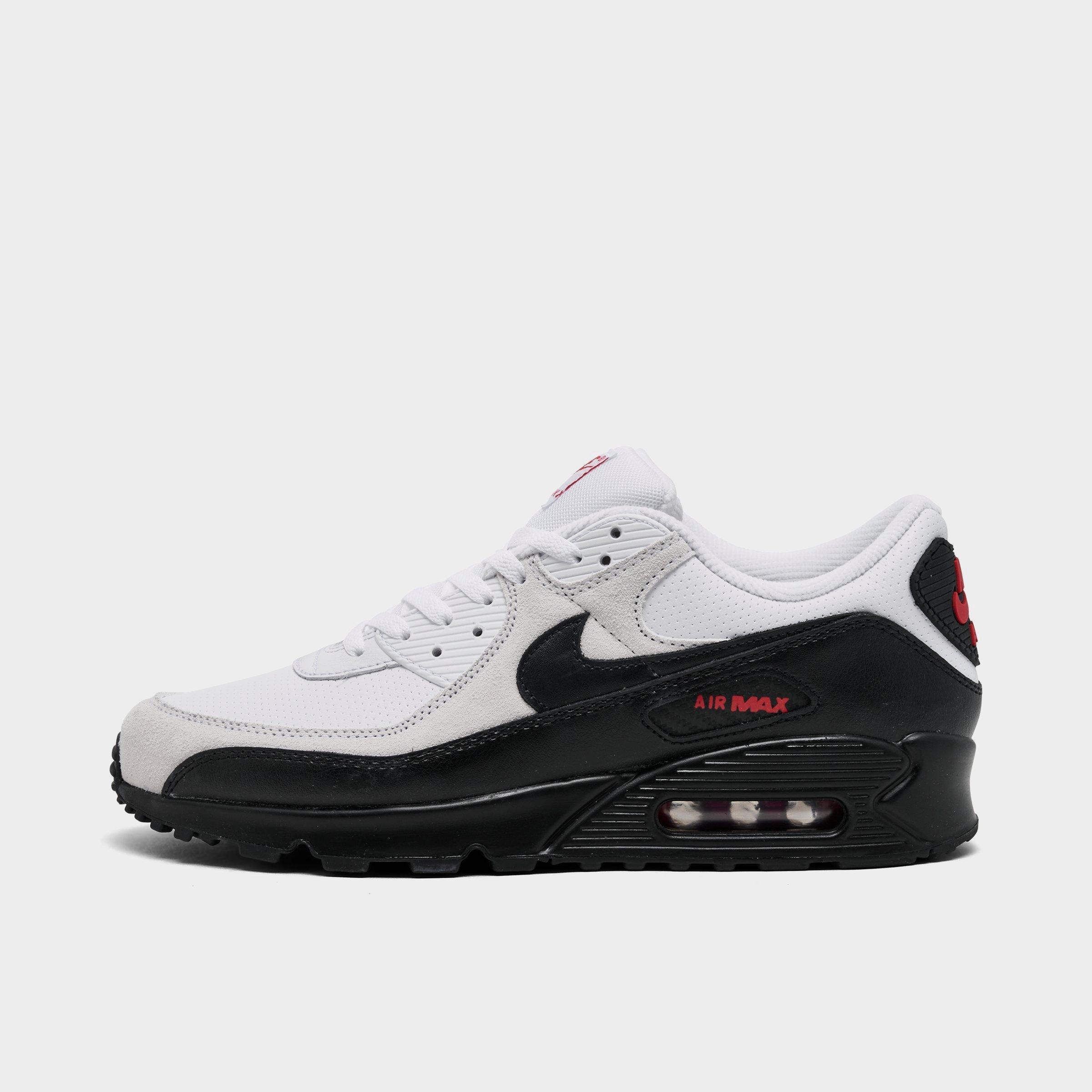 Nike Men's Air Max 90 Casual Shoes in White/Black/University Red Size: 14.0