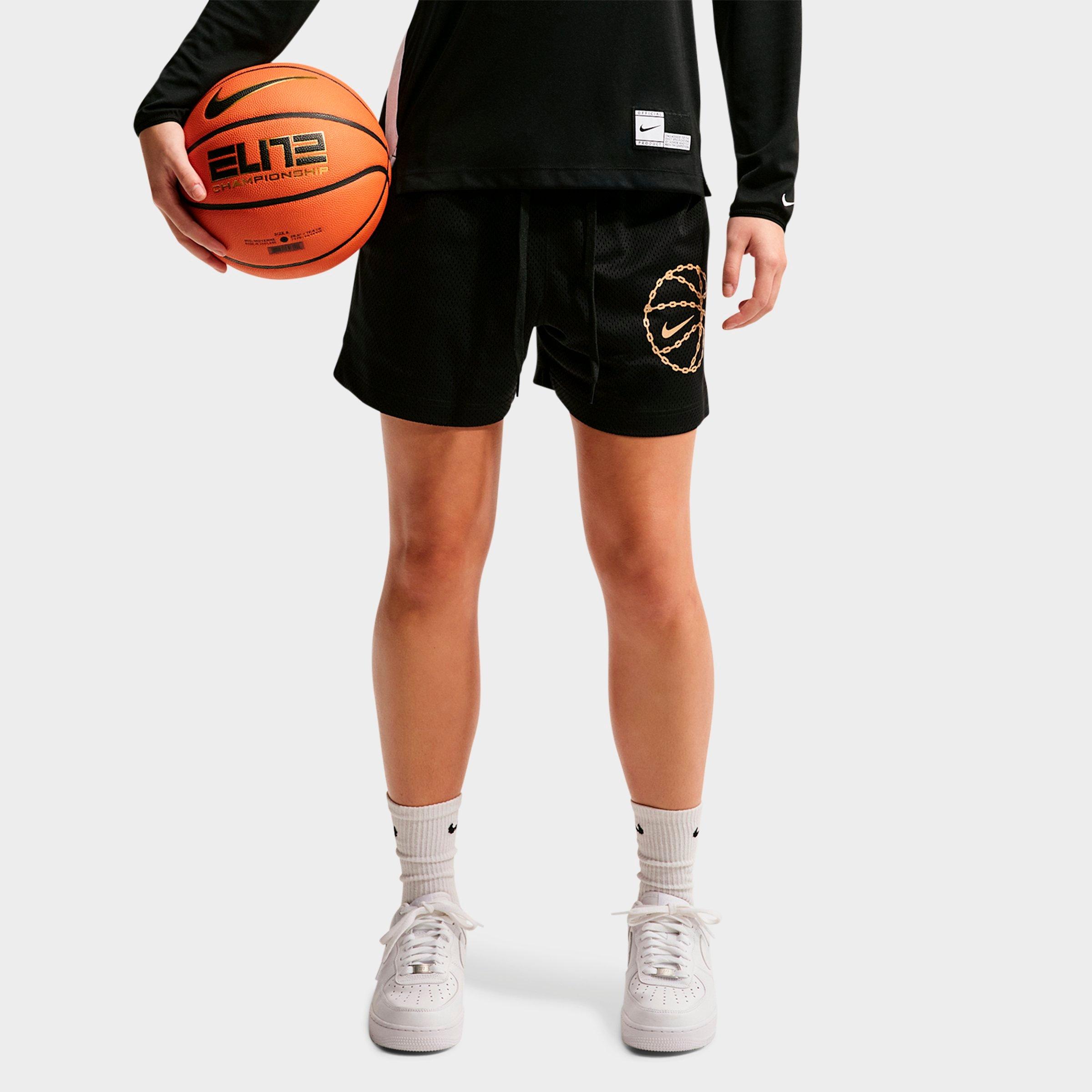 Nike Women's Dri-FIT Mesh Graphic Basketball Shorts in Black/Club Gold Size: XS
