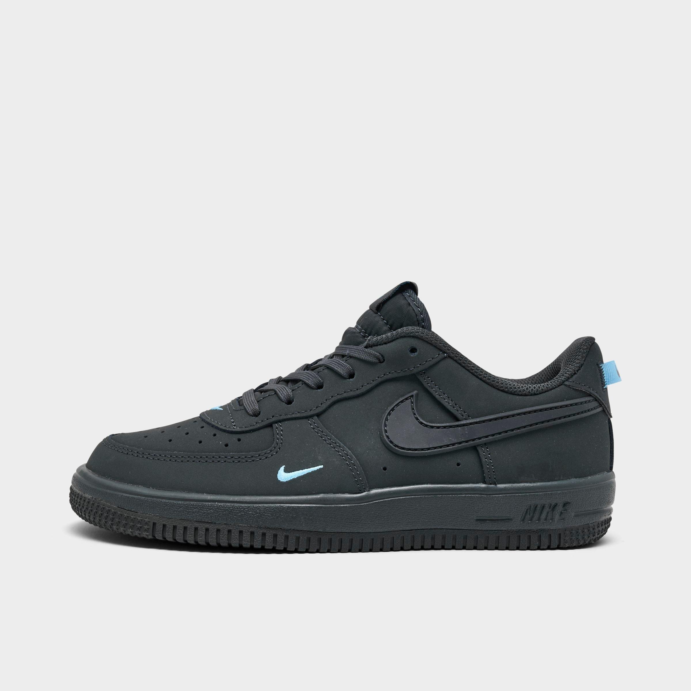 Nike Little Kids Force 1 Low Casual Shoes in Anthracite/Football Blue Size: 2.5