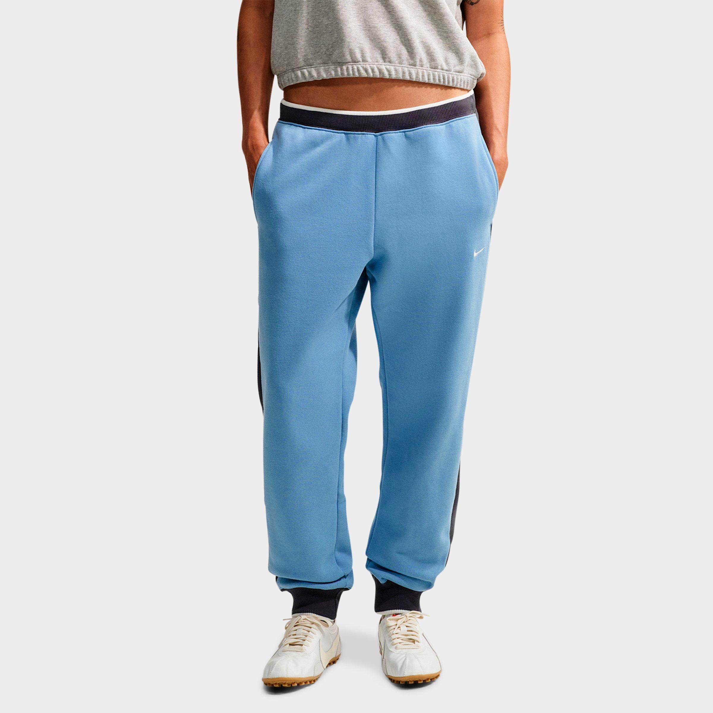 Nike Women's Studio Fleece Medium-Weight Mid-Rise Jogger Pants in Work Blue/Gridiron/Sail Size: Medium
