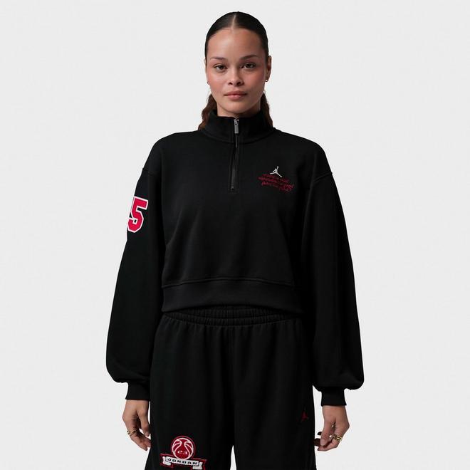 Women's Jordan Brooklyn Fleece Cropped Quarter-Zip Top
