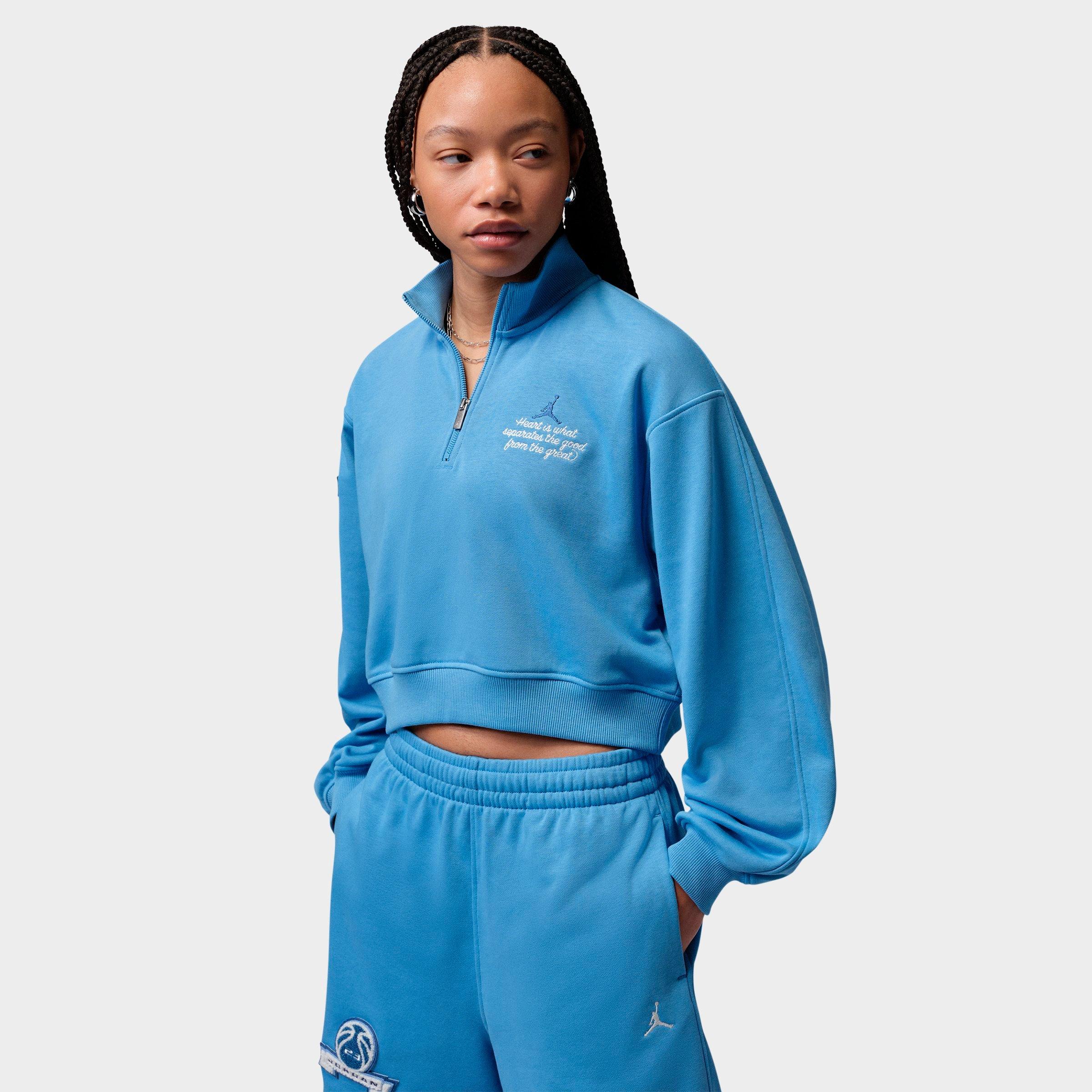 Jordan Women's Brooklyn Fleece Cropped Quarter-Zip Top in Blue Beyond/True Blue Size: 2XL