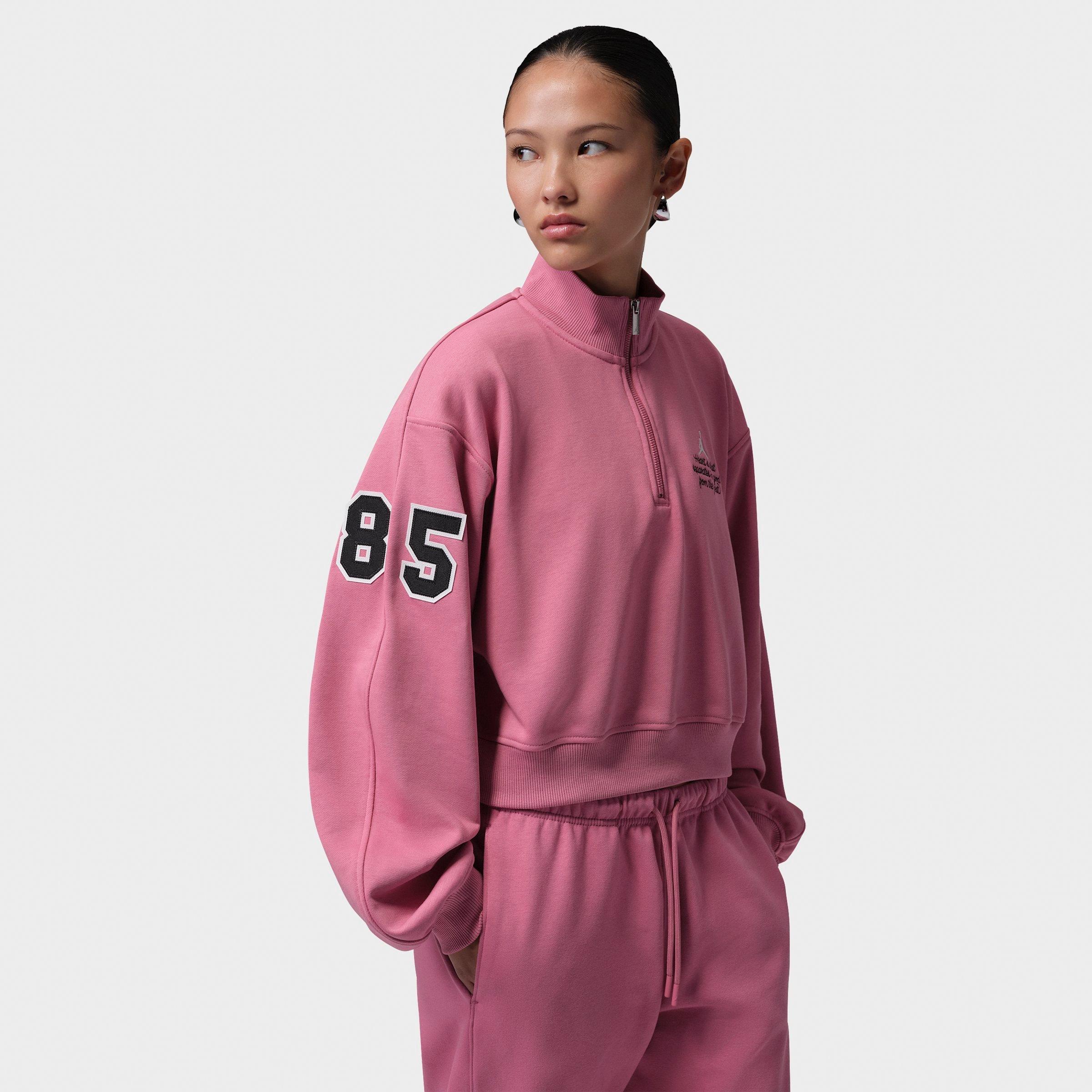 Jordan Women's Brooklyn Fleece Cropped Quarter-Zip Top in Desert Berry/Sail Size: Medium