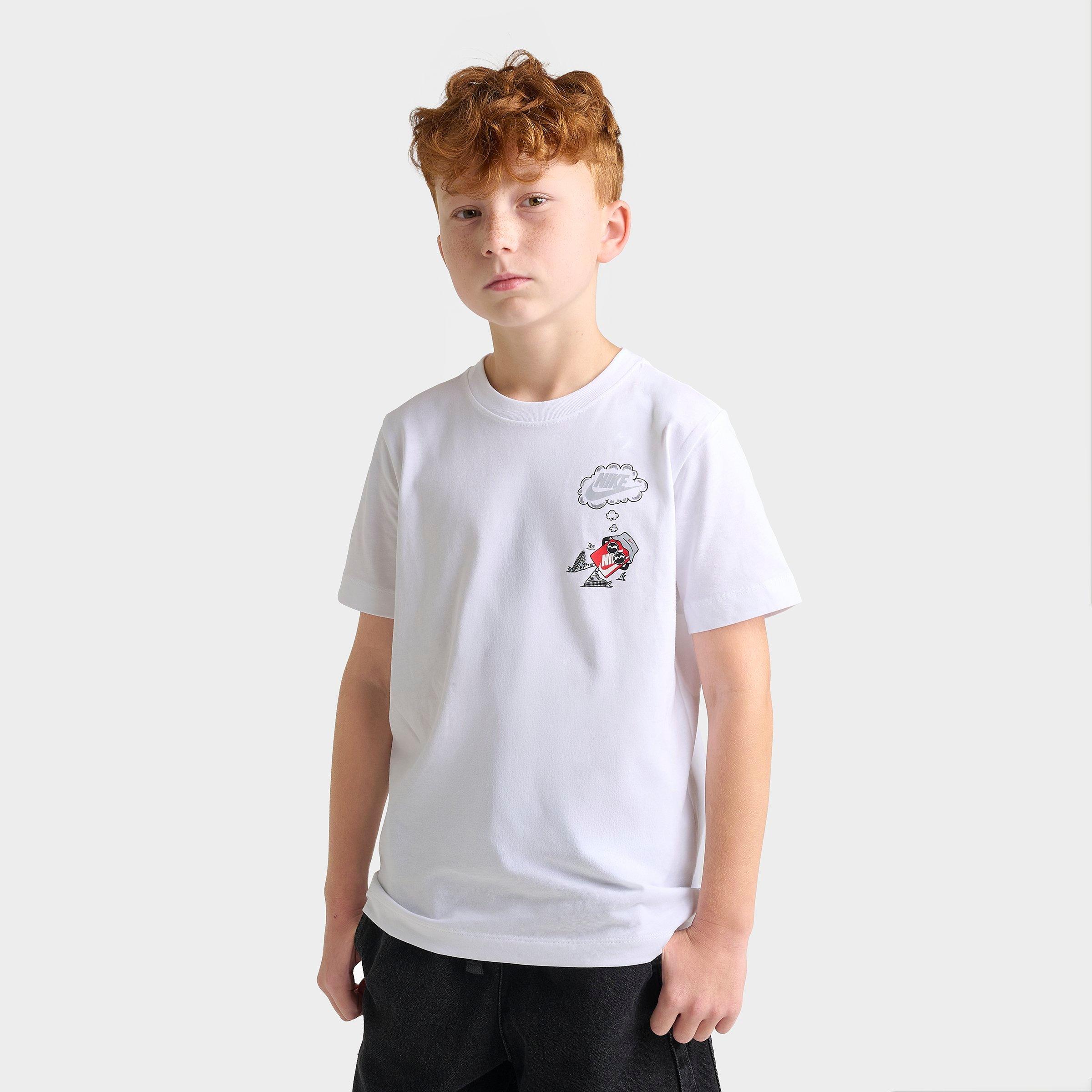 Nike Big Kids Sportswear Boxy Thoughts T-Shirt in White Size: Small