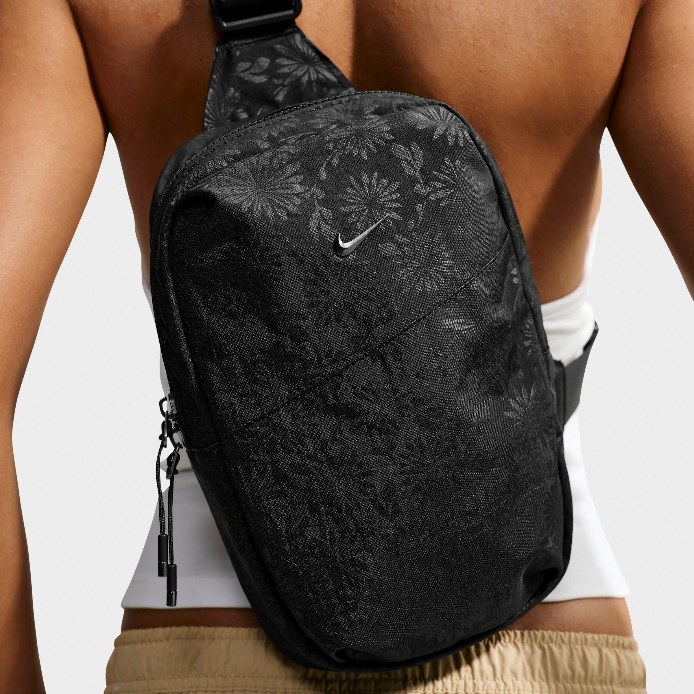 Nike Women's Aura Floral Crossbody Bag (5L) in Black/Gunmetal