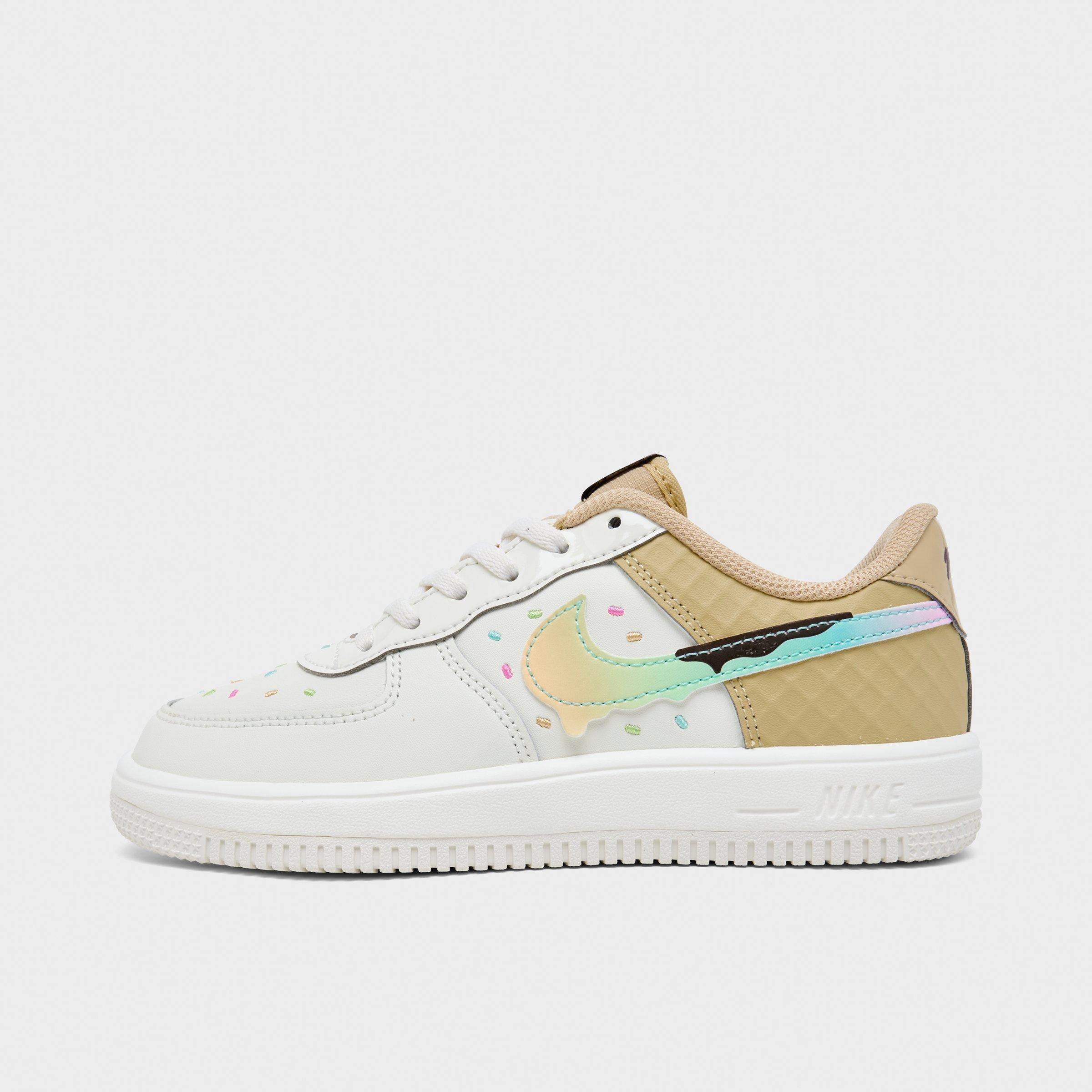 Nike Little Kids Force 1 Low Casual Shoes in Sail/Multi-Color/Sesame Size: 2.5