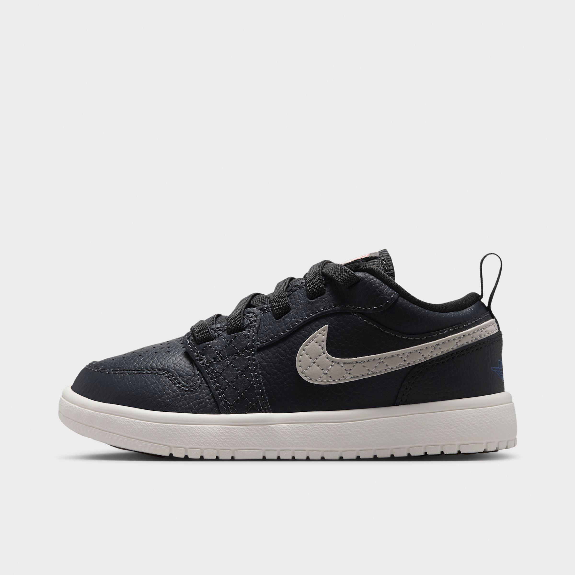 Jordan Little Kids Air Retro 1 Low Alt Stretch Lace Casual Shoes in Off Noir/University Red/Game Royal Size: 13.5