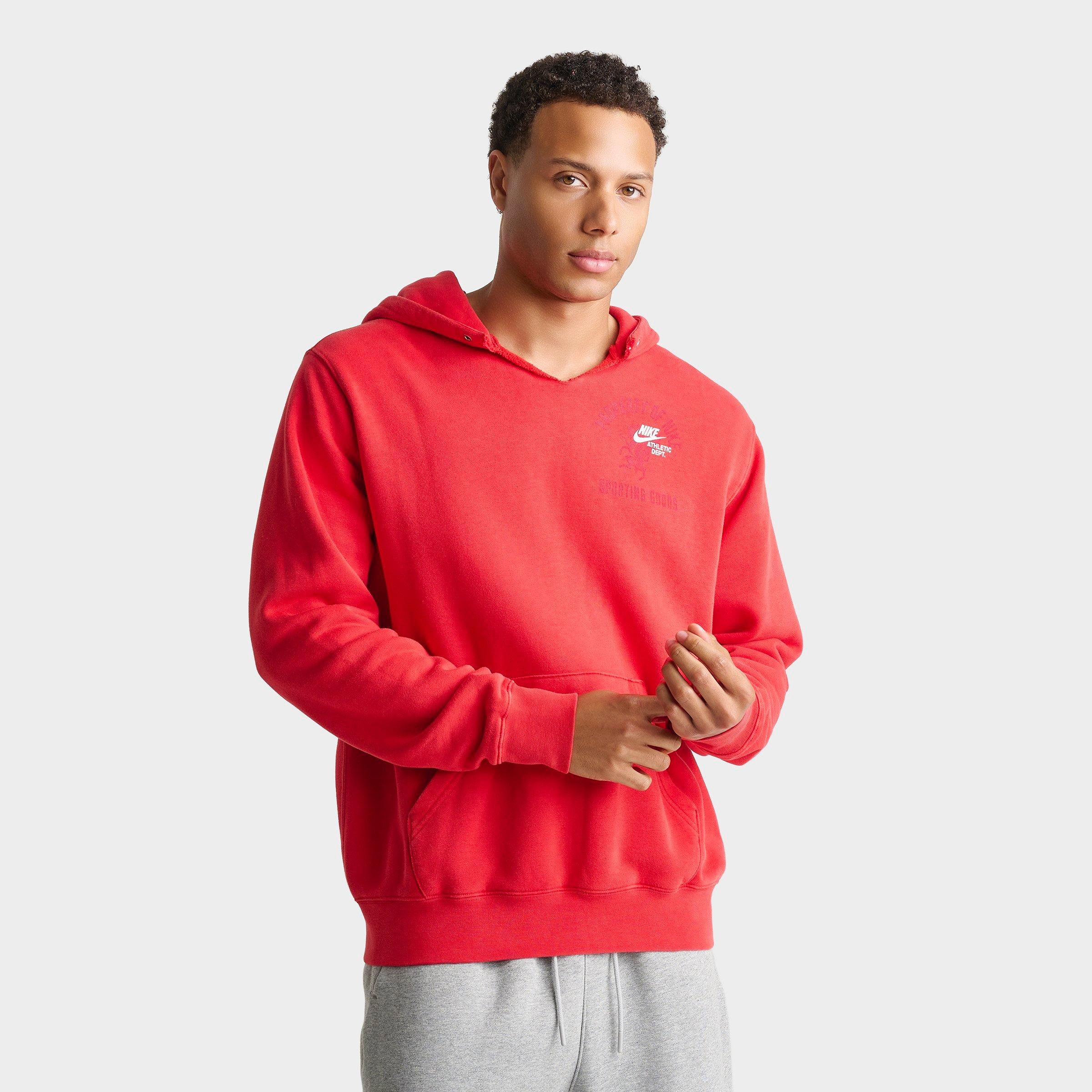 Nike Men's Club Athletic Dept. Fleece Pullover Hoodie in University Red/White Size: Small