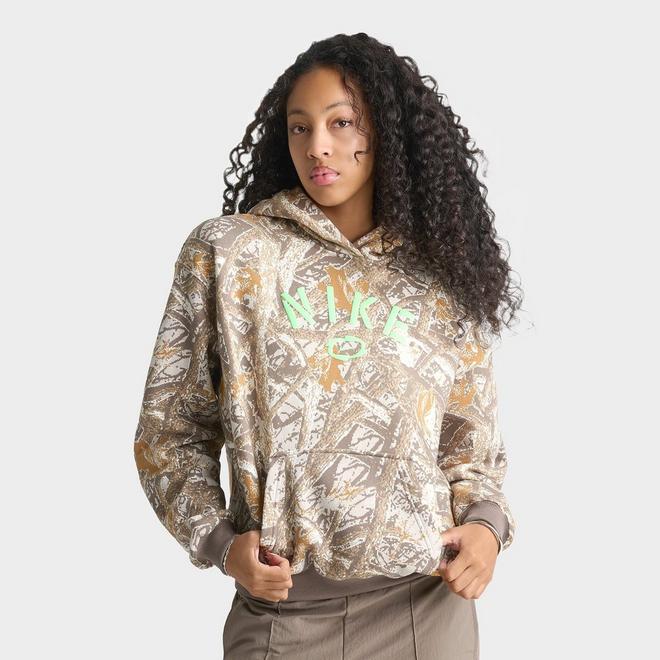 Women's Nike Studio Fleece Medium-Weight Camo Oversized Pullover Hoodie