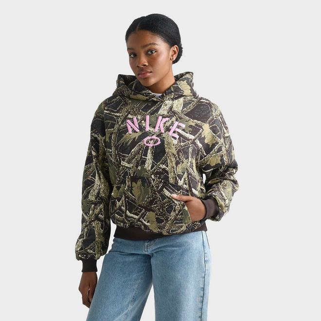 Women's Nike Studio Fleece Medium-Weight Camo Oversized Pullover Hoodie