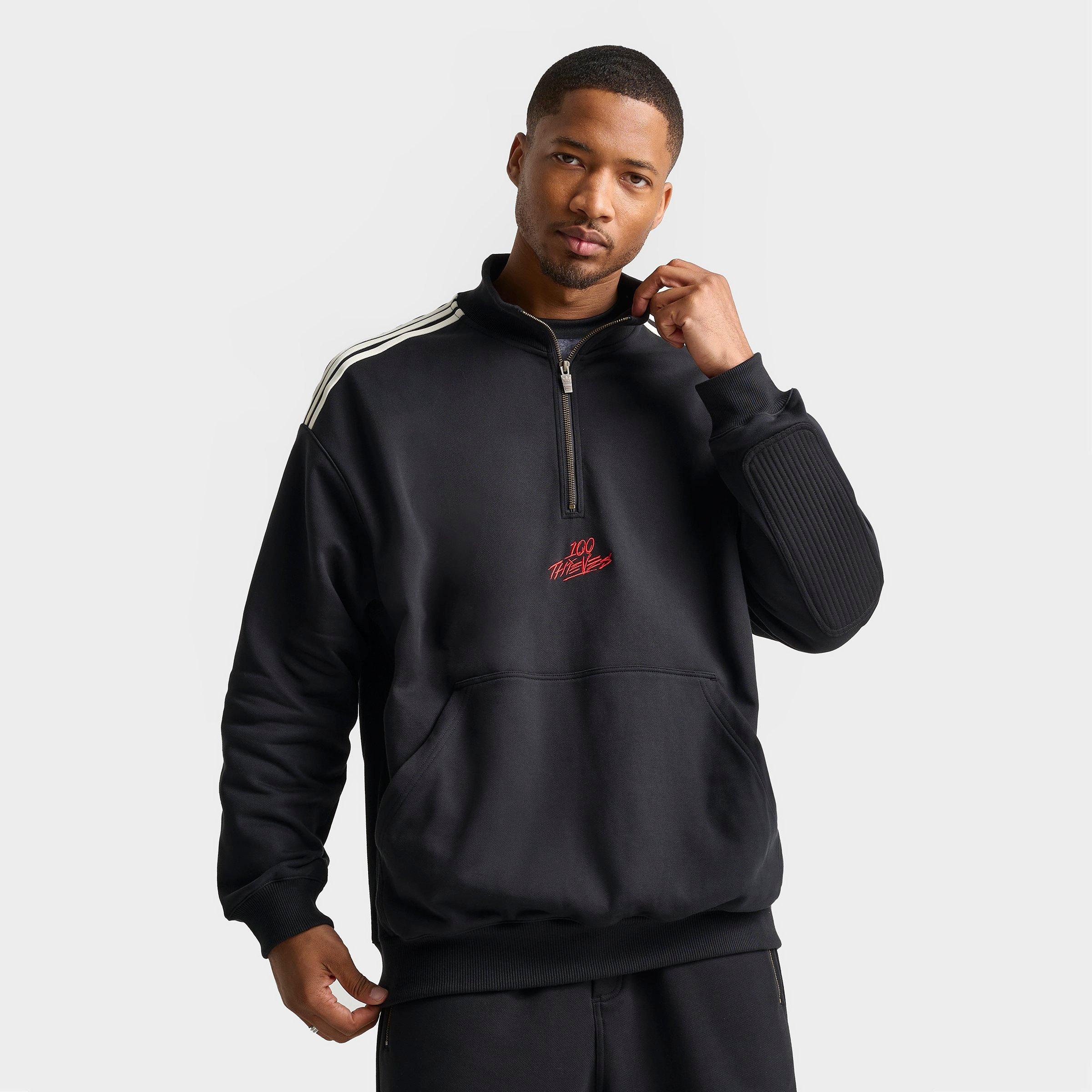 Shop Adidas Originals Adidas Men's Originals X 100 Thieves Half-zip Sweatshirt In Black