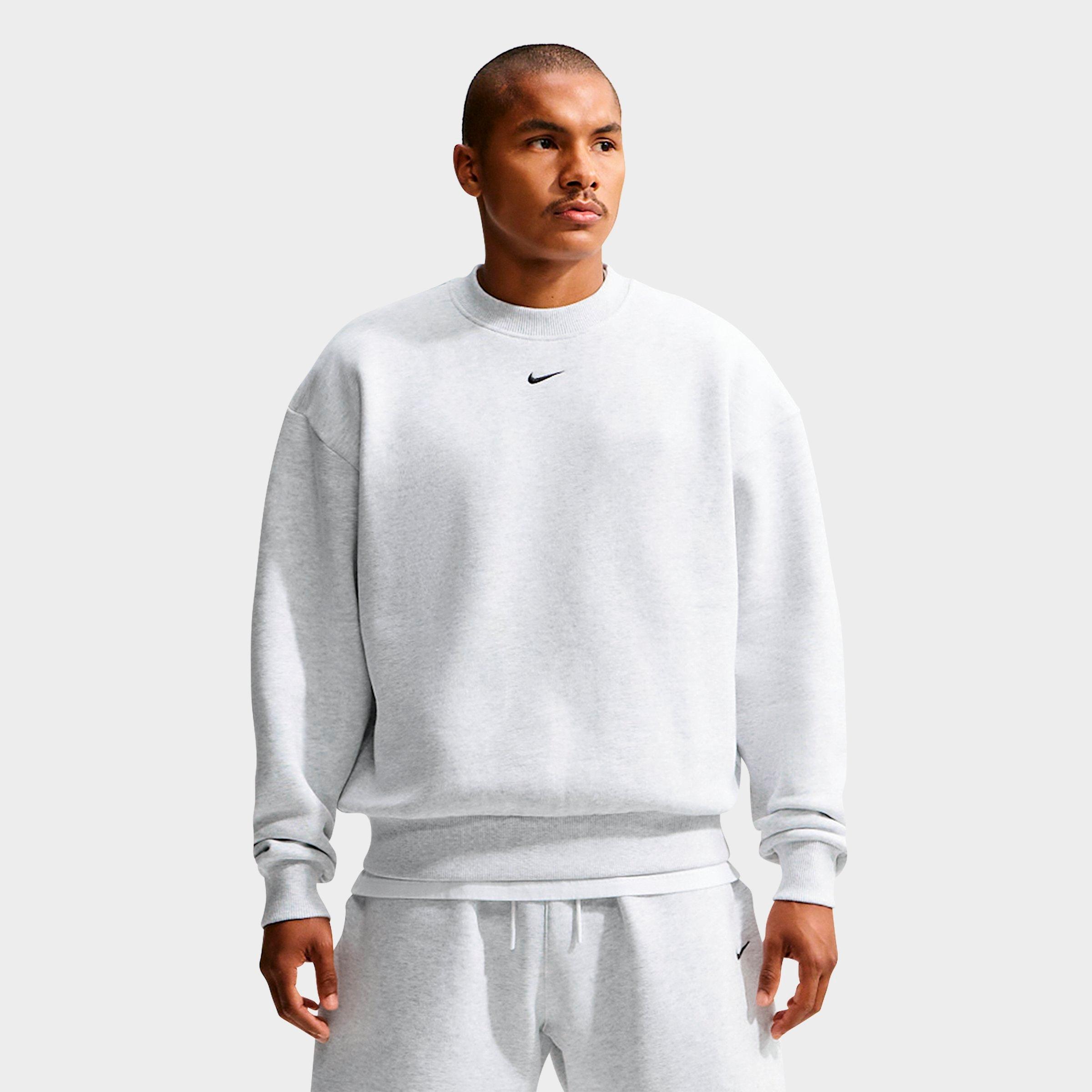 Nike Men's Solo Fleece Crewneck Sweatshirt in Birch Heather/Black Size: S Tall