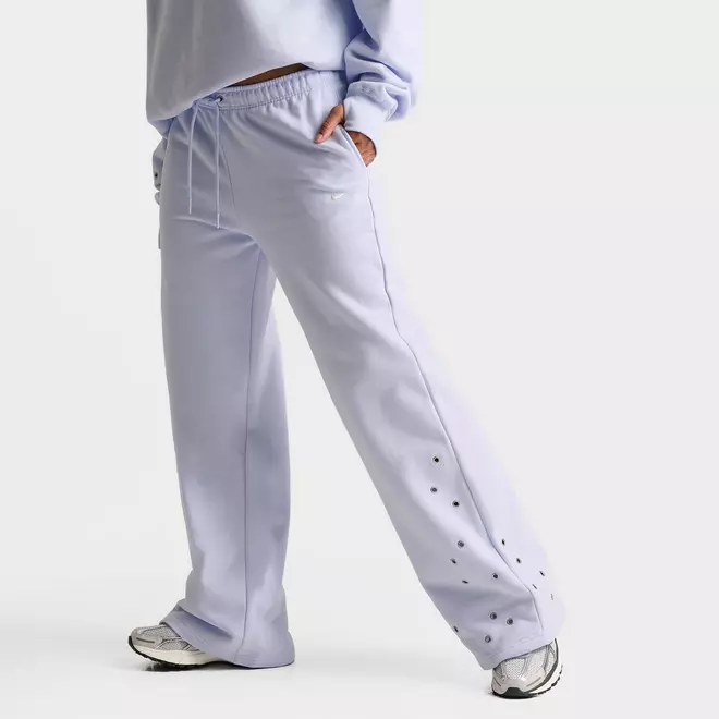 Women's Nike Studio Fleece Medium Weight Grommet Mid-Rise Wide-Leg Pants.